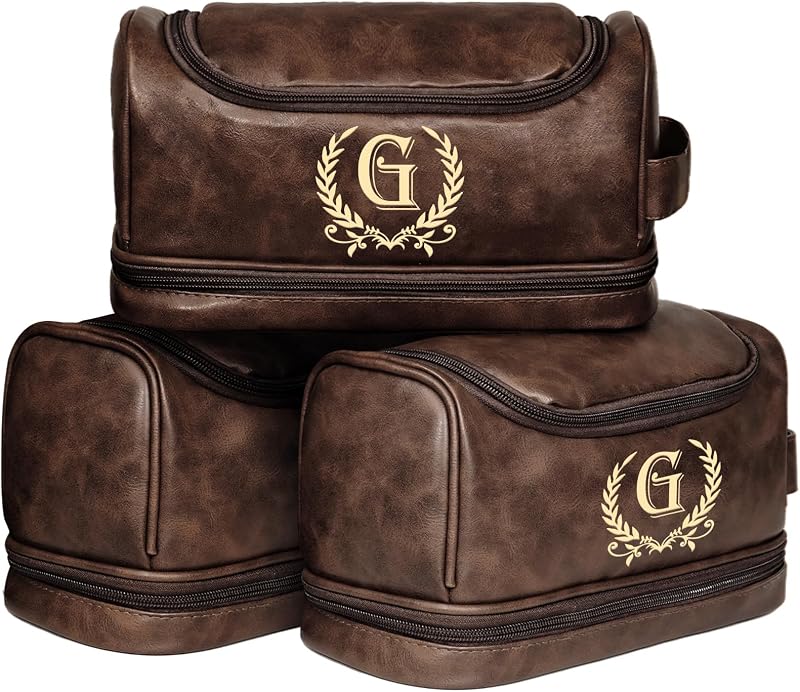 Necessaire de couro personalizada giftoria para viagem, modelo Darkbrown-G