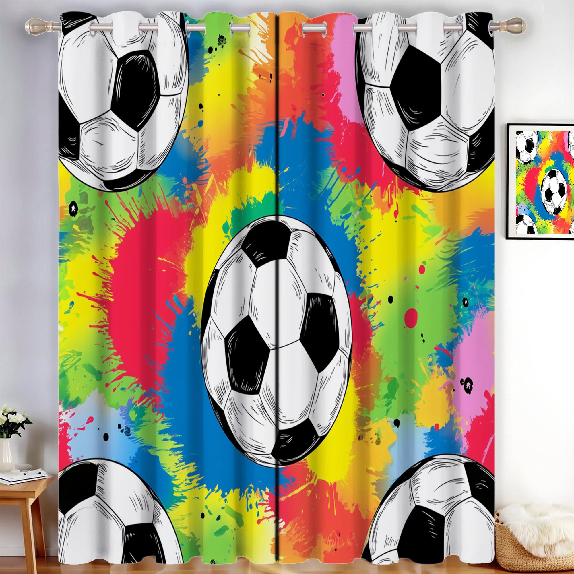 Rideau occultant football 140x225 cm isolant thermique et acoustique pour salon
