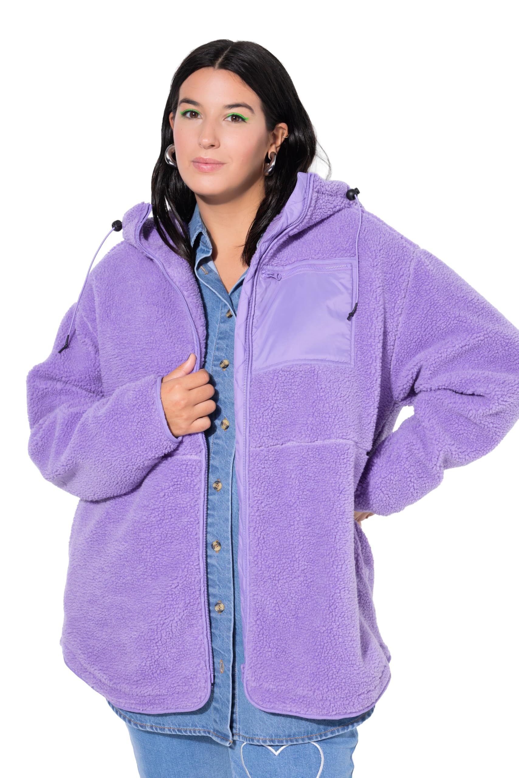 Studio Untold Damen große Größen Übergrößen Plus Size Teddyjacke, Oversized, Kapuze, Langarm 814673