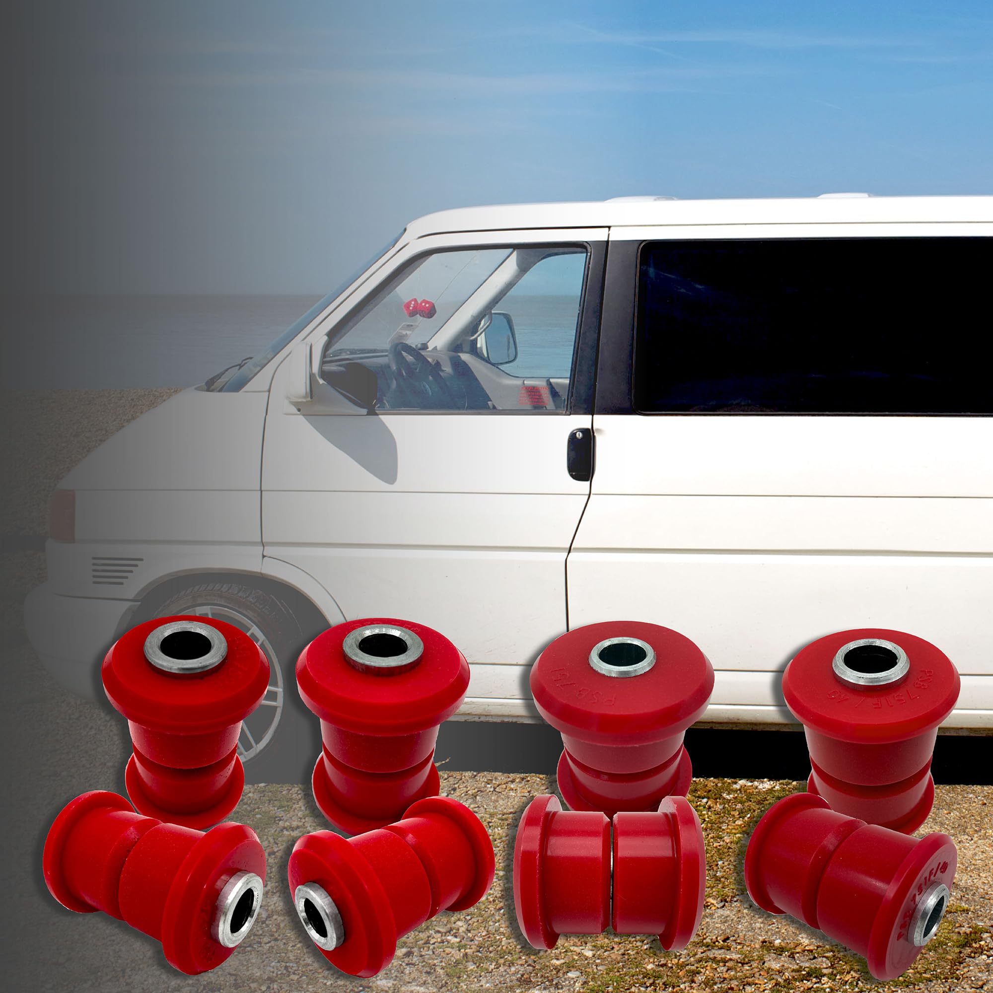 PSB Bushings – Polyurethan-Buchsensatz für untere und obere vordere Querlenker – Kompatibel mit VW T4 Transporter 1990–2003