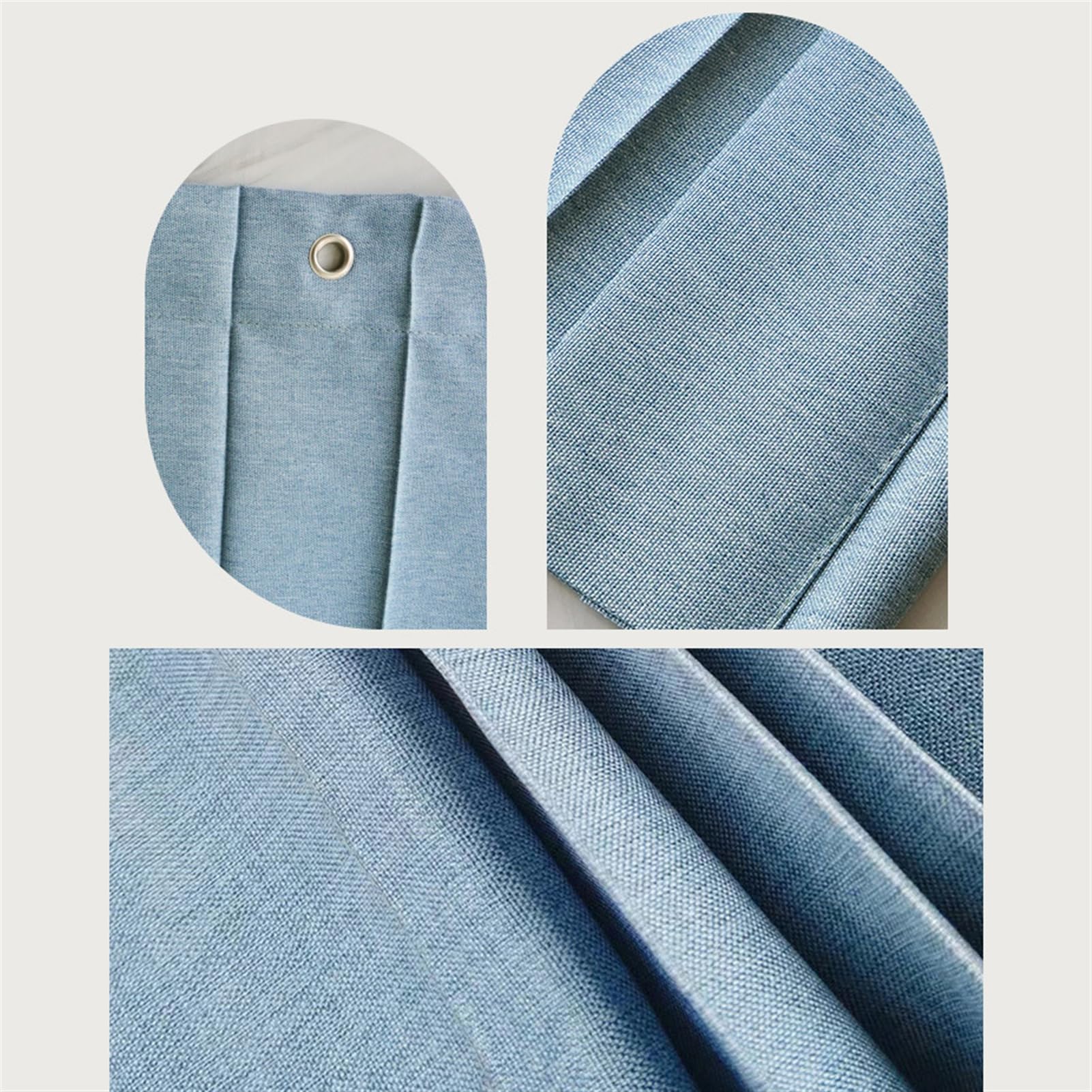 Tenda da doccia pieghevole impermeabile con ganci in tessuto spesso antimuffa a fisarmonica magnetica per bagno 280 g/m² azzurro 150 x 200 cm