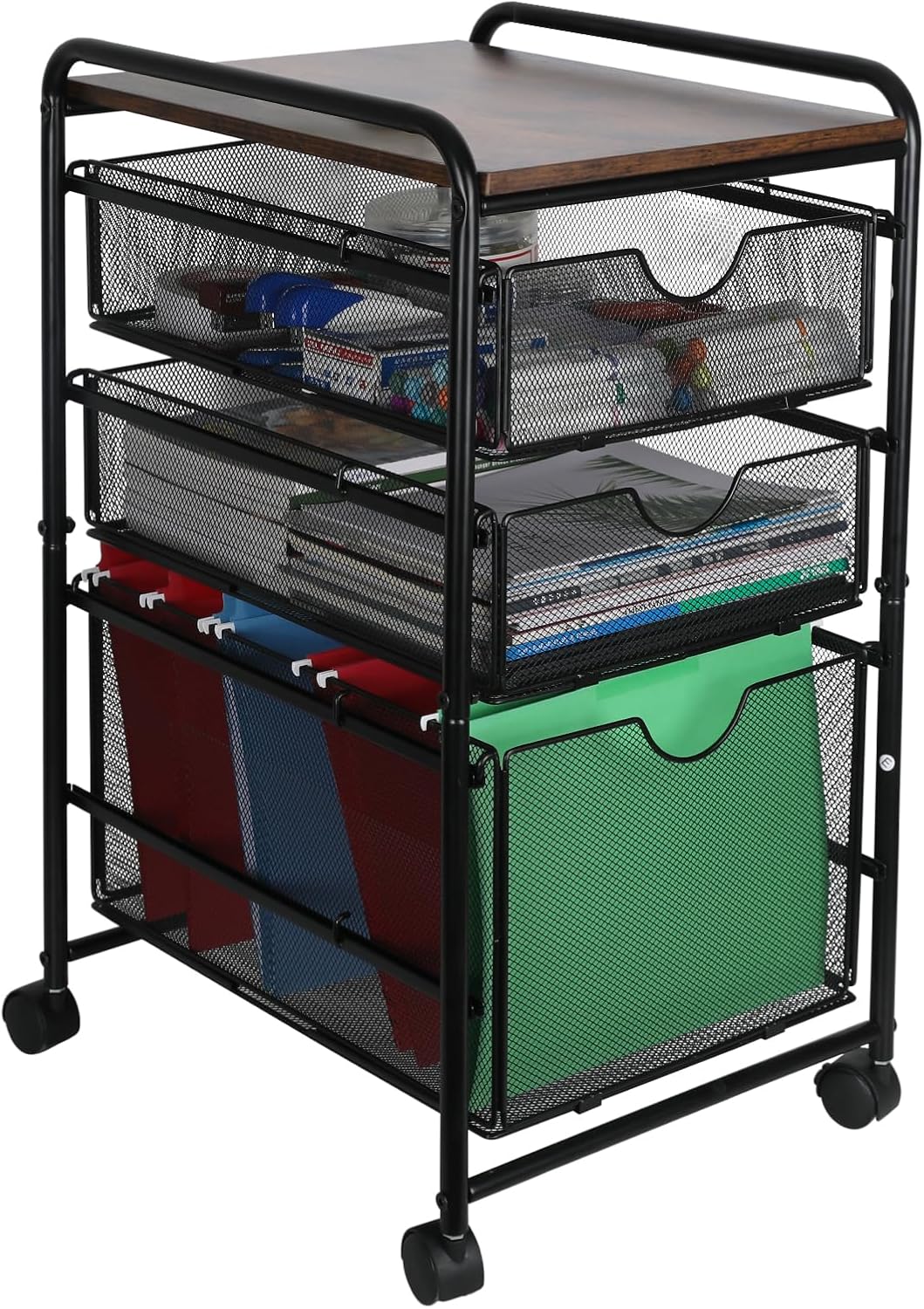 EasyPAG Mesh File Storage Drawer Carts with 4 Swivel