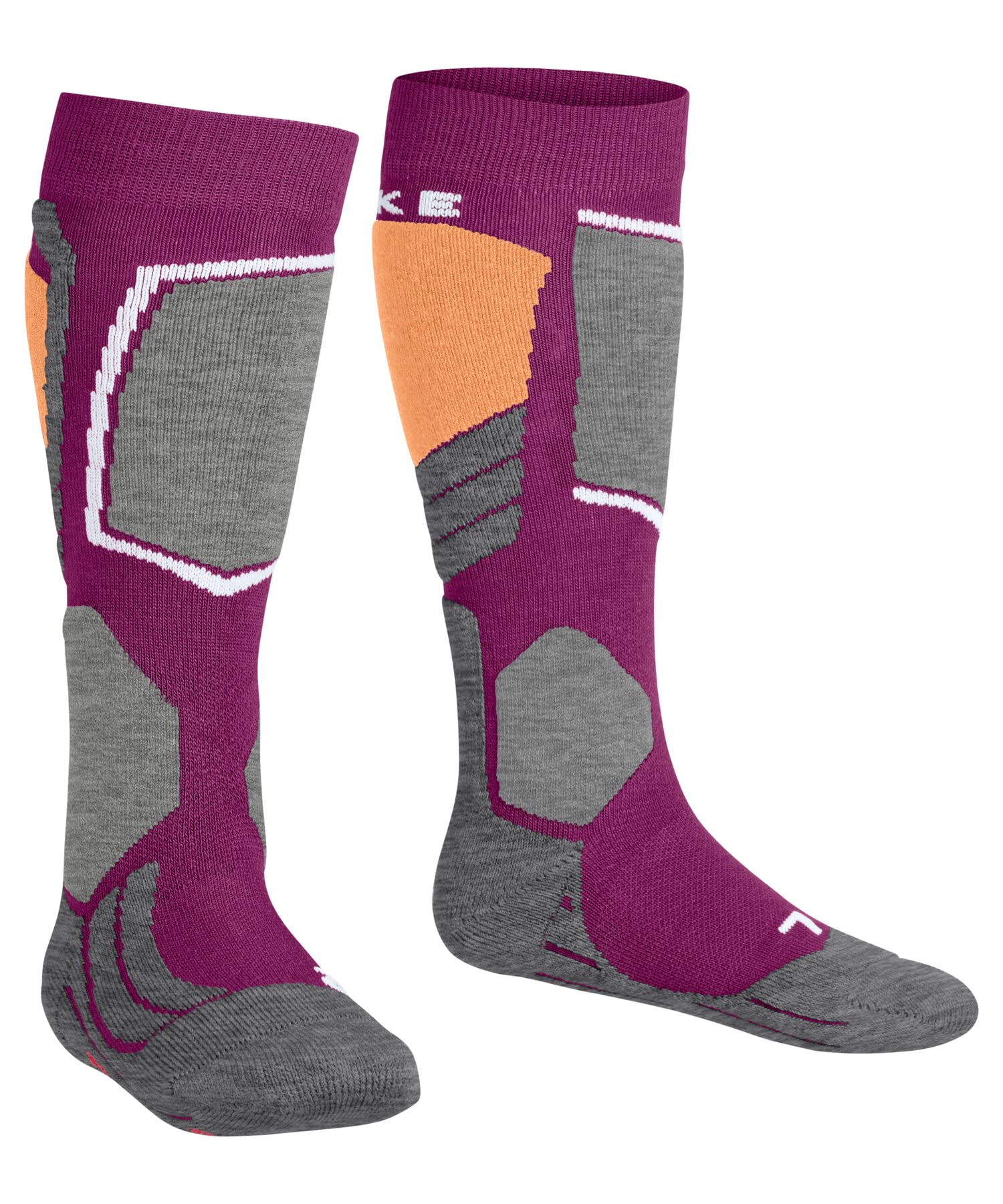 FALKE Uniseks - dzieci Skarpety narciarskie SK2 Intermediate K Kh Wełna ciepłe grube 1 Para, Fioletowy Radiant Orchid 8692, 31-34