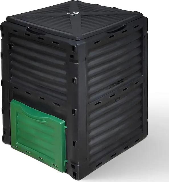 Composteur de Jardin 300L - Bac à Composte Balcon Résistant Noir Vert