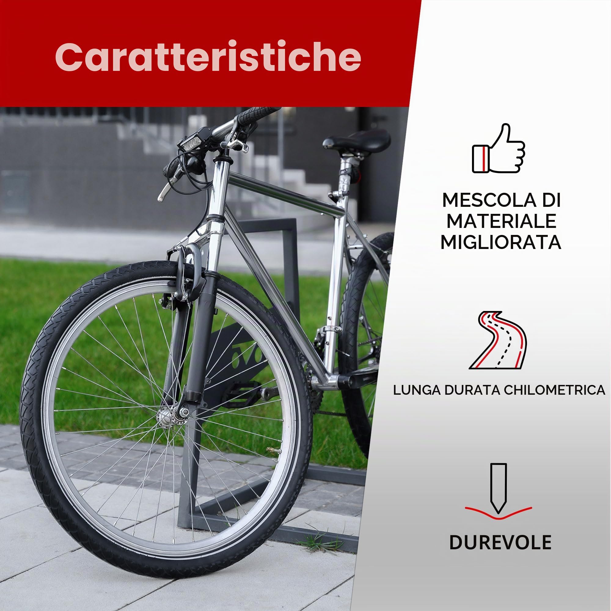 Fincci Copertone 26x2.125 Pollici 54-559 Pneumatico Pieghevole per Strada MTB Gomme Slick Mountain Bike Ibrida Bici Stradale Corsa Bicicletta Copertone 26 x 2.125