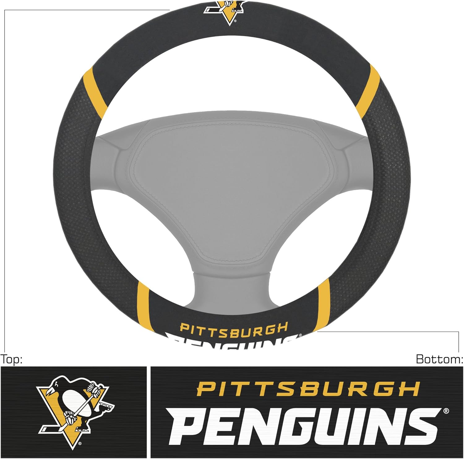 FANMATS 14885 Pittsburgh Penguins Embroidered Steering Wheel Cover : Automotive
