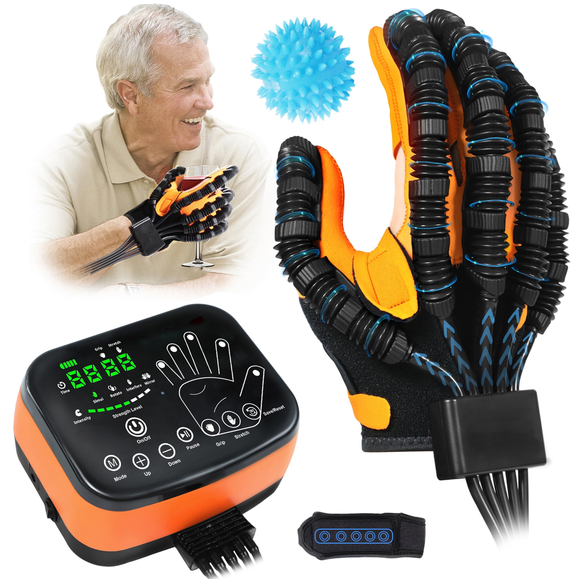 MZU 6th Generation Robotic Hand Glove For Stroke Rehab Stroke Therapy Equipment For Adults Hand Exercisers For Therapy