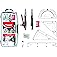 Maped Study Geometry 10 Piece Set, includes: 2 Metal Study Compasses, 2 Triangles (45° & 30°/60°), 6" Ruler, 4" Protractor, P