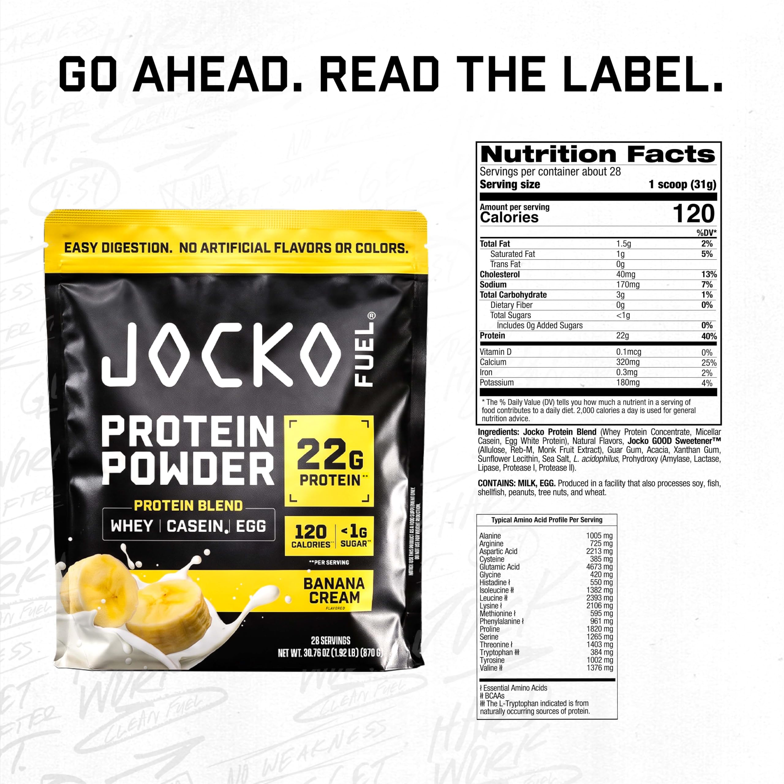 Jocko Fuel Whey Protein Powder, Banana Cream | 28 Servings — Amazon image 5