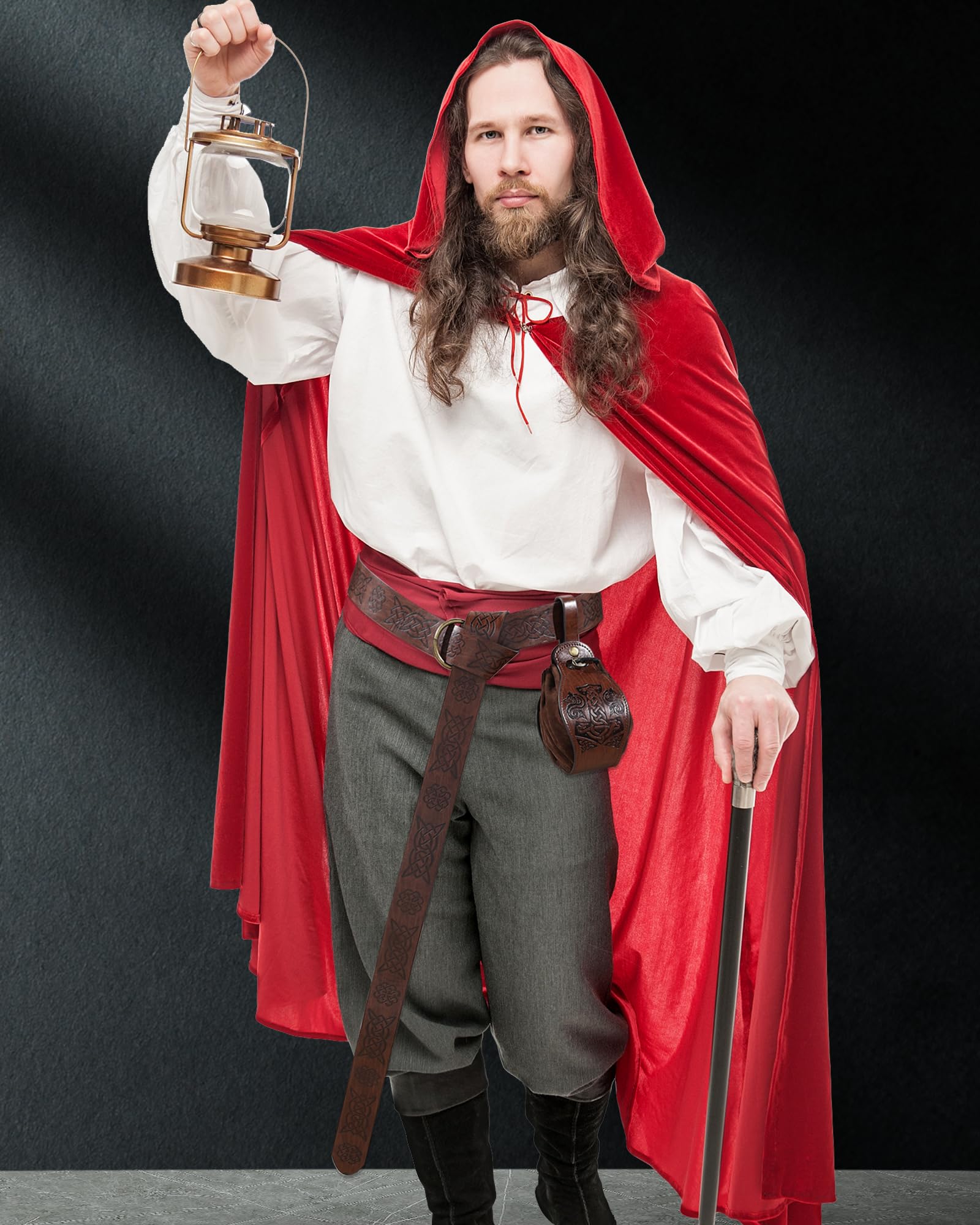 LEIFIDE 2 Pcs Medieval Viking Belt Leather Belt Pouch Renaissance Leather Belt Medieval Bag Renaissance Accessories (Novel, Brown)