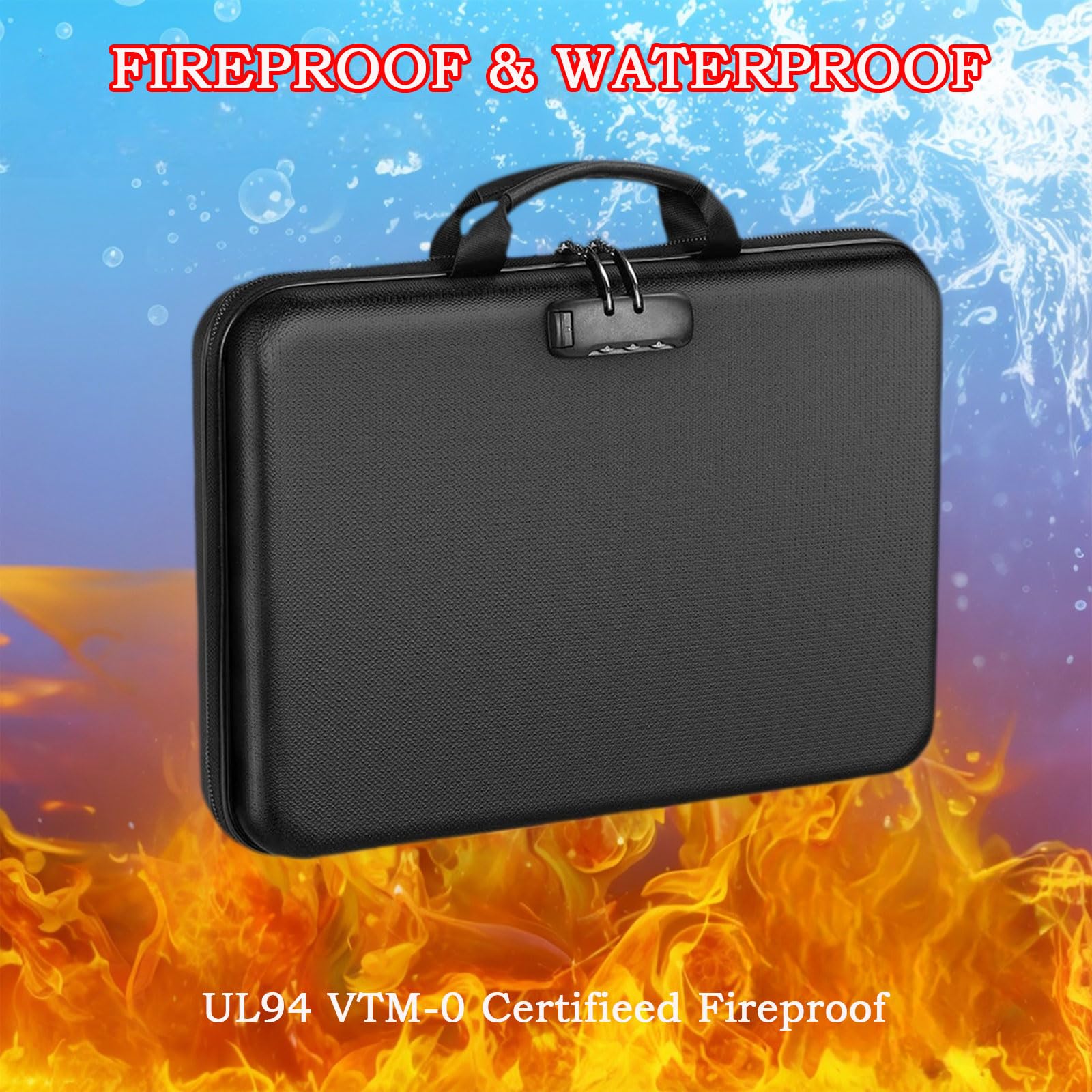 Caja Fuerte Ignífuga, Bolsa de documentos ignífuga con cerradura, 13 compartimentos, múltiples bolsillos, impermeable, Bolsa Organizador para documentos, caja para guardar documentos y certificados