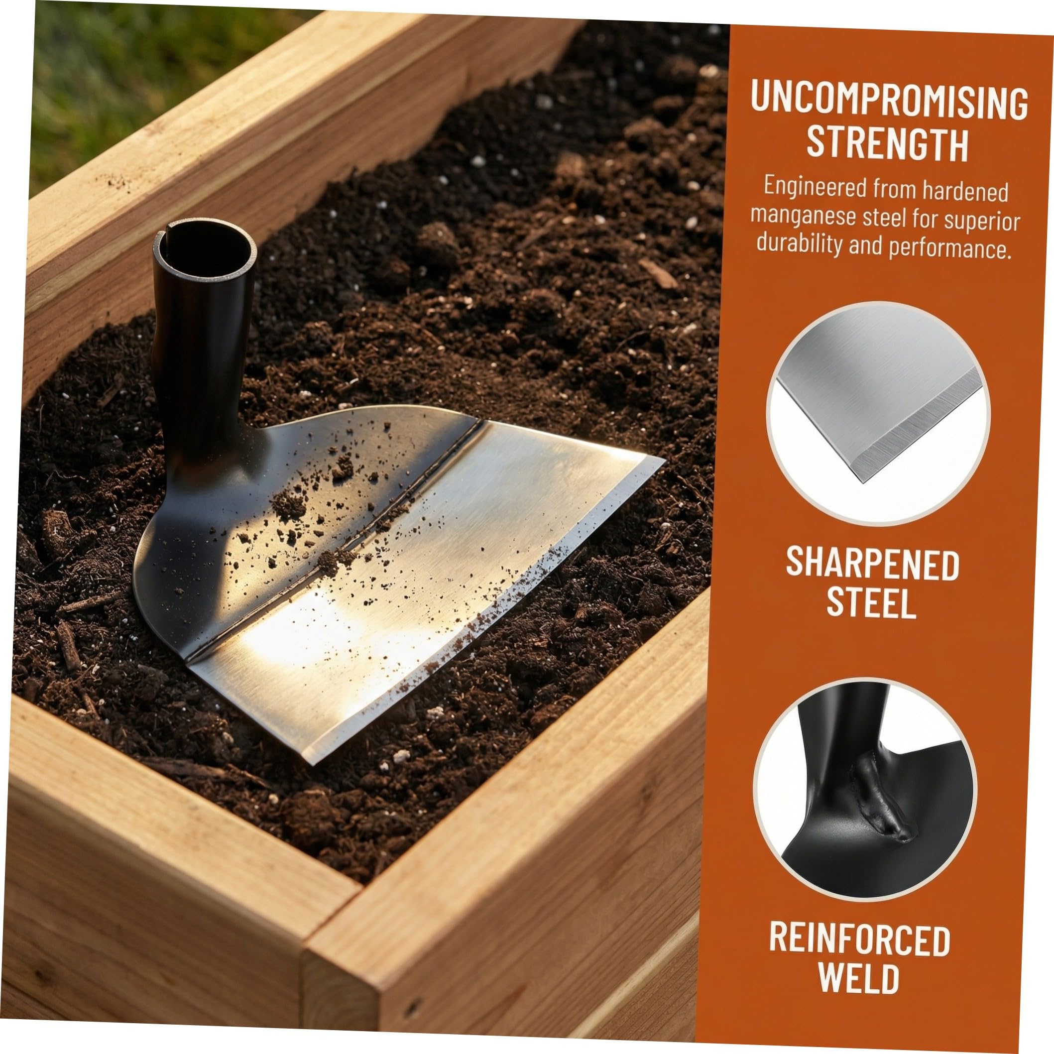 Kichvoe Strumento Manuale per Giardinaggio in Acciaio per Diserbo e Scavo Terreno, Larga per Orto e Frutteto senza Manico, Utensile per Lavoro Agricolo