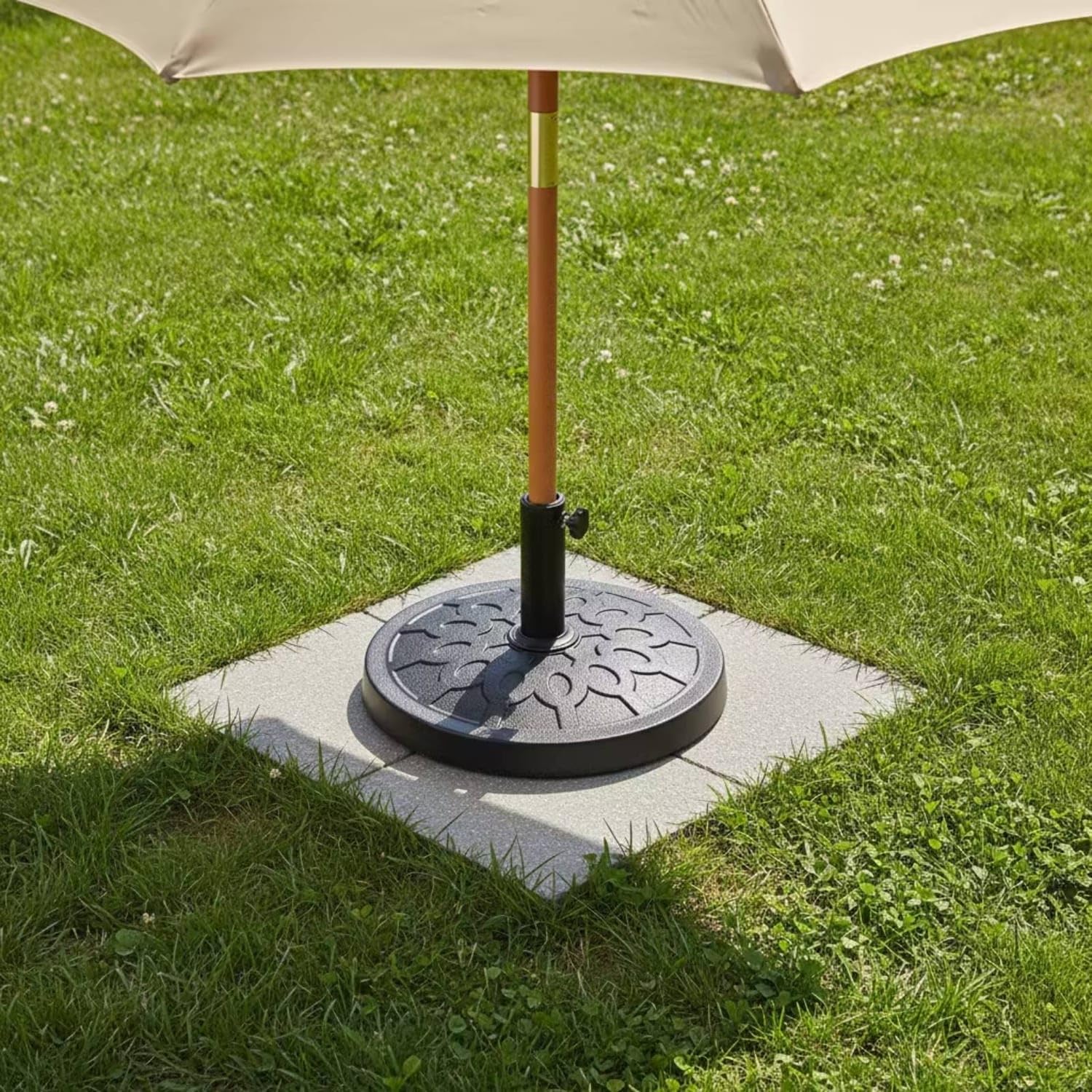 Heavy Duty Weighted Umbrella Base Weather-Resistant Patio Umbrella Stand Outdoor Sunshade Holder Sleek Profile for Garden, Backyard, Cafe, Sl-sz055-14-image-41