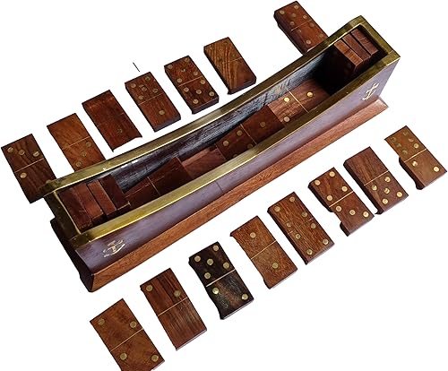 Miniatura 7 de Regalos Juego de Domino Clásico Familia Azulejos de Dominó 28 Piezas Barco Bandeja Organizador Educativo Divertido Juego de Mesa de Madera