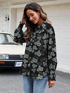 Bellcoco Womens Striped Button Down Shirts Smocked Puff Sleeve Boyfriend Blouse Collar Oversized Work Tops with Pocket