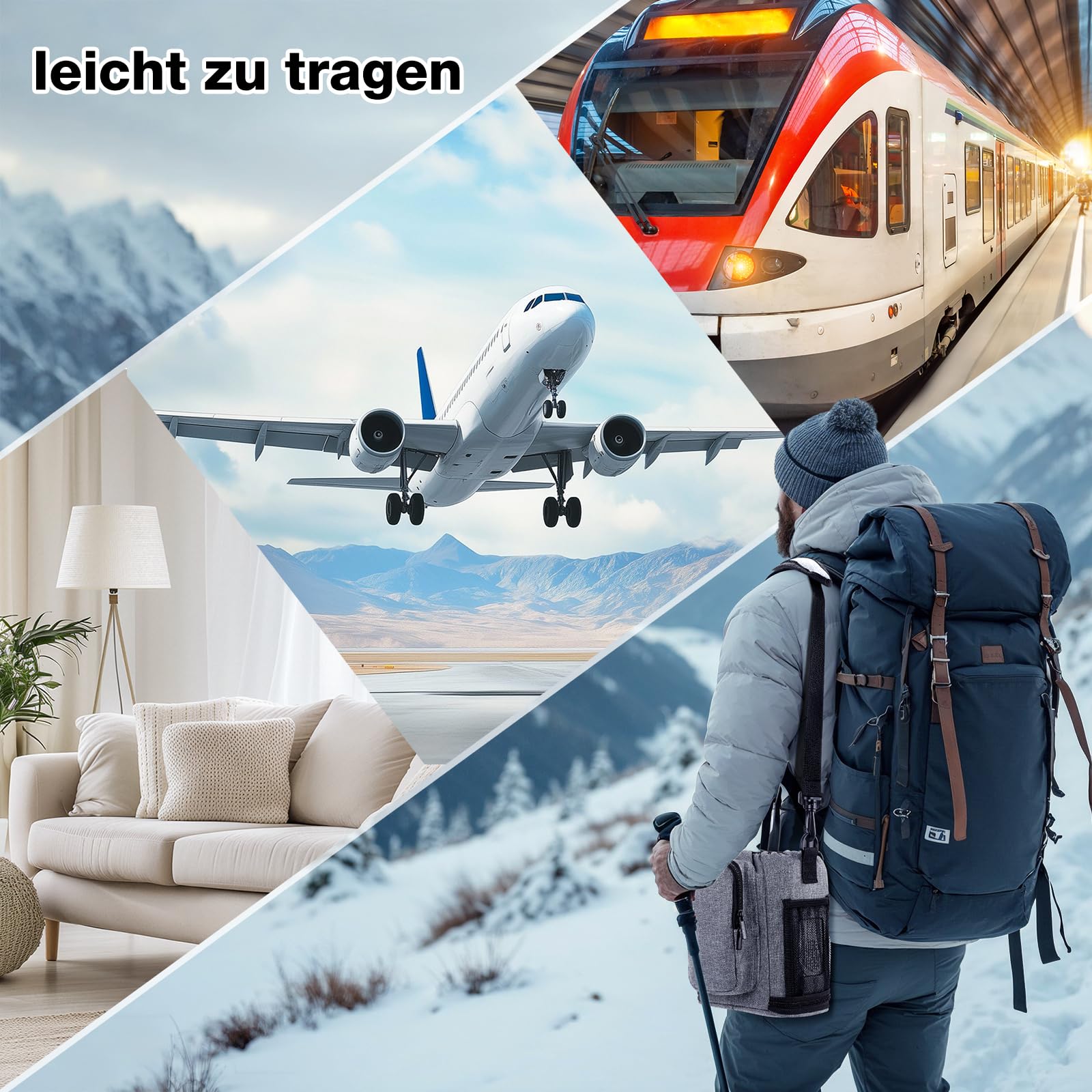 Mobil Sauerstoffkonzentrator mit Akku, Sauerstoffkonzentration 95 ± 3%, Tragbarer Sauerstoffgerät für Autos, Ausflüge und Reisen, mit Ai-Chip, Pulsmodus - Anleitung in Deutsch