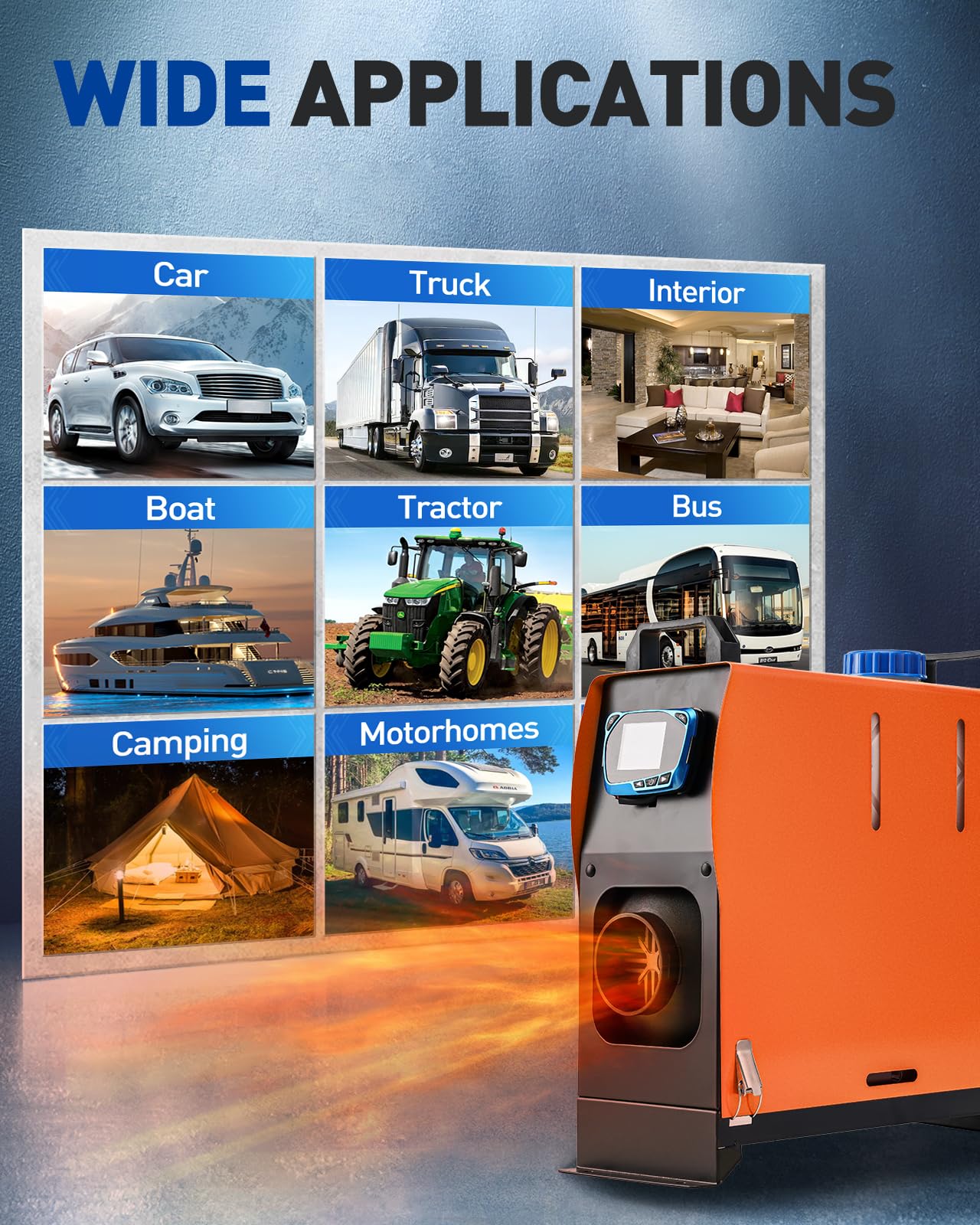 12V 5KW Air Diesel Heater, zestaw ogrzewania postojowego z tłumikiem LCD Remote Control, Night Integrated Diesel Heating Cichy do samochodów, przyczep kempingowych, ciężarówek, łodzi, autobusów, kam