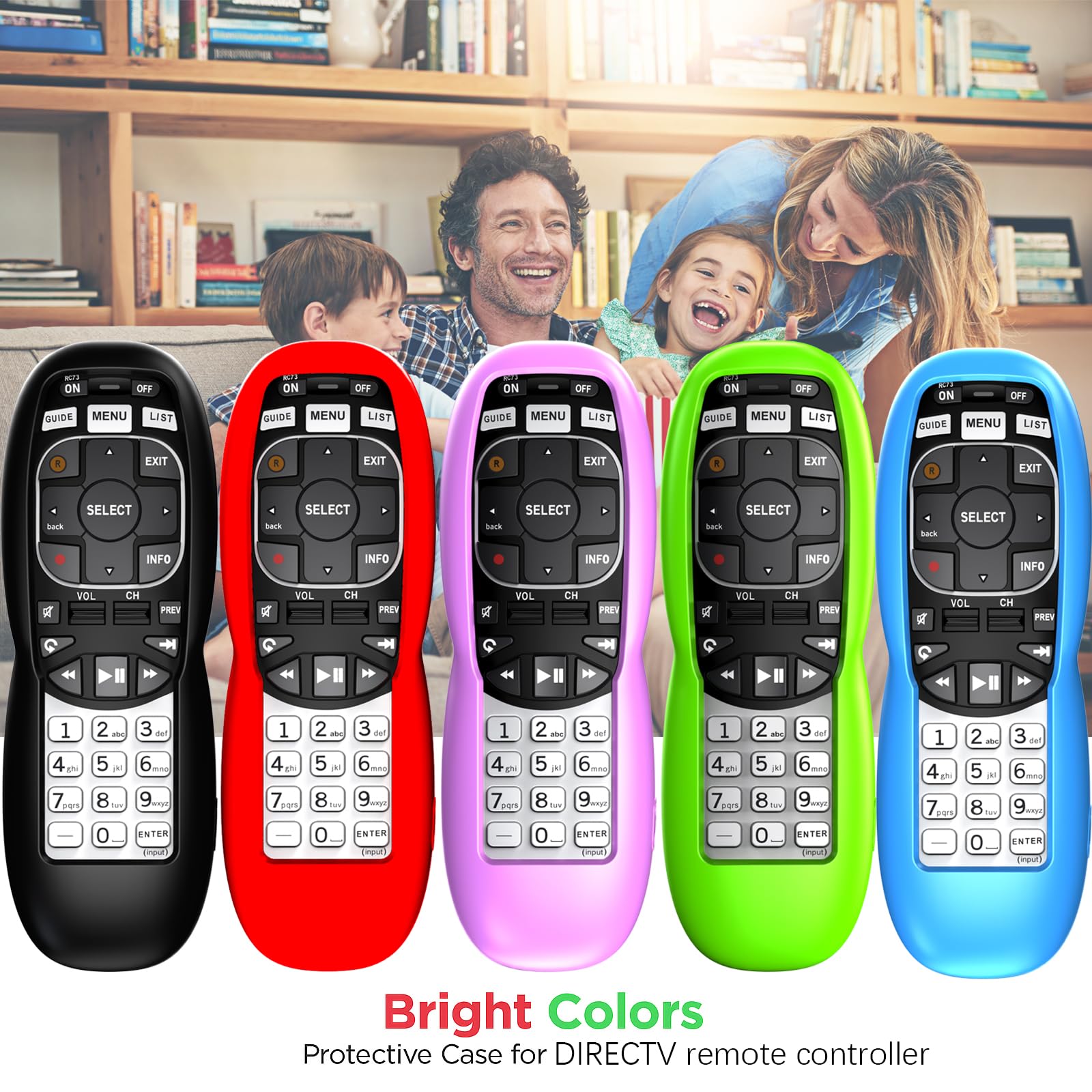 Paquete de 3 fundas para control remoto DirecTV RC73, RC70, RC70H, RC71, RC71H, RC72, RC73B, color morado, azul y rojo