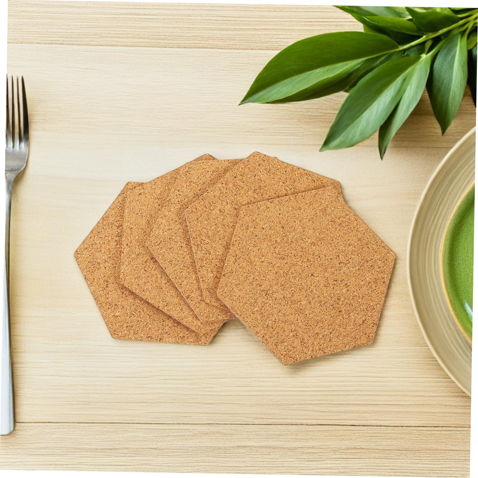 Hohopeti Dalles Hexagonales Autocollantes en Liège 2 Mm pour Loisirs Créatifs et Décoration Intérieure, 120 Pièces, Support Adhésif Simple Face, Sous-verres et Tableau Mural, Usage Maison