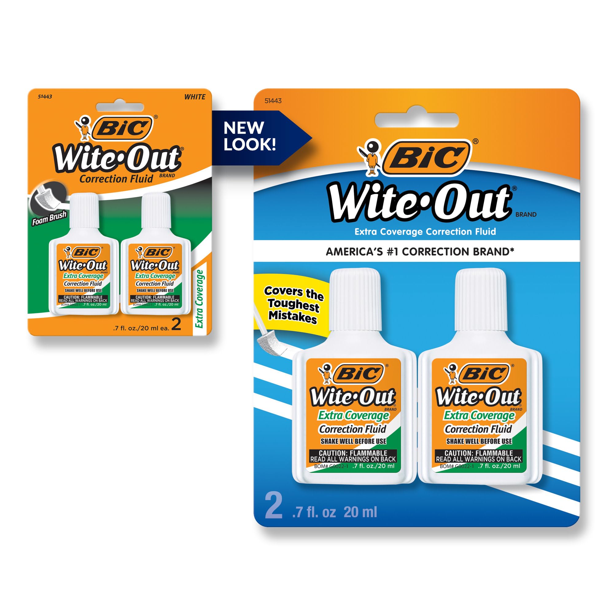 Bic Wite Out Extra Coverage Correction Fluid-51443 .7 Fl Oz. Each (2 Per Pack)