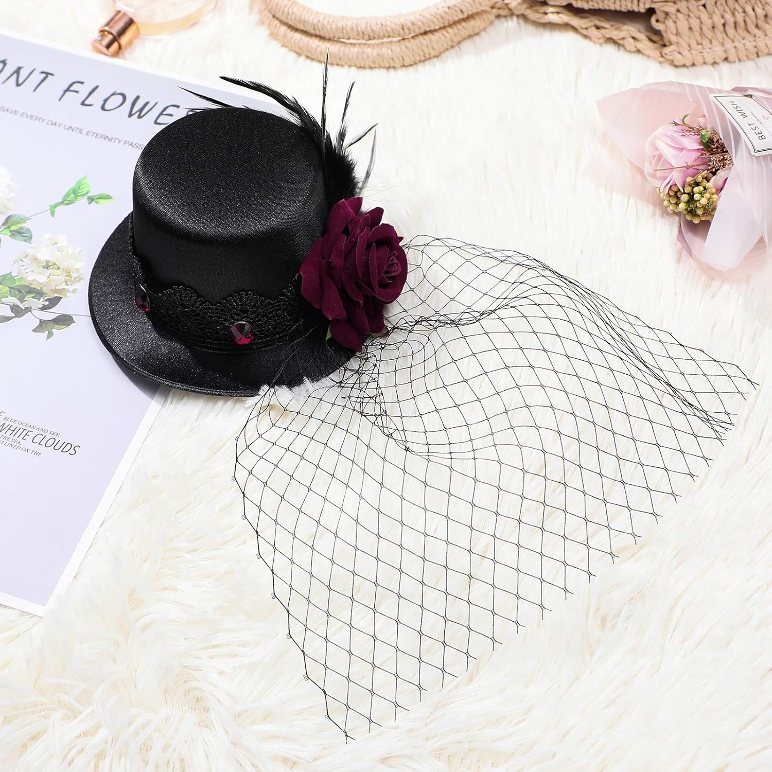 LEORX Small Top Hat Black Veil Hair Clip Flower Ireland Ubuy