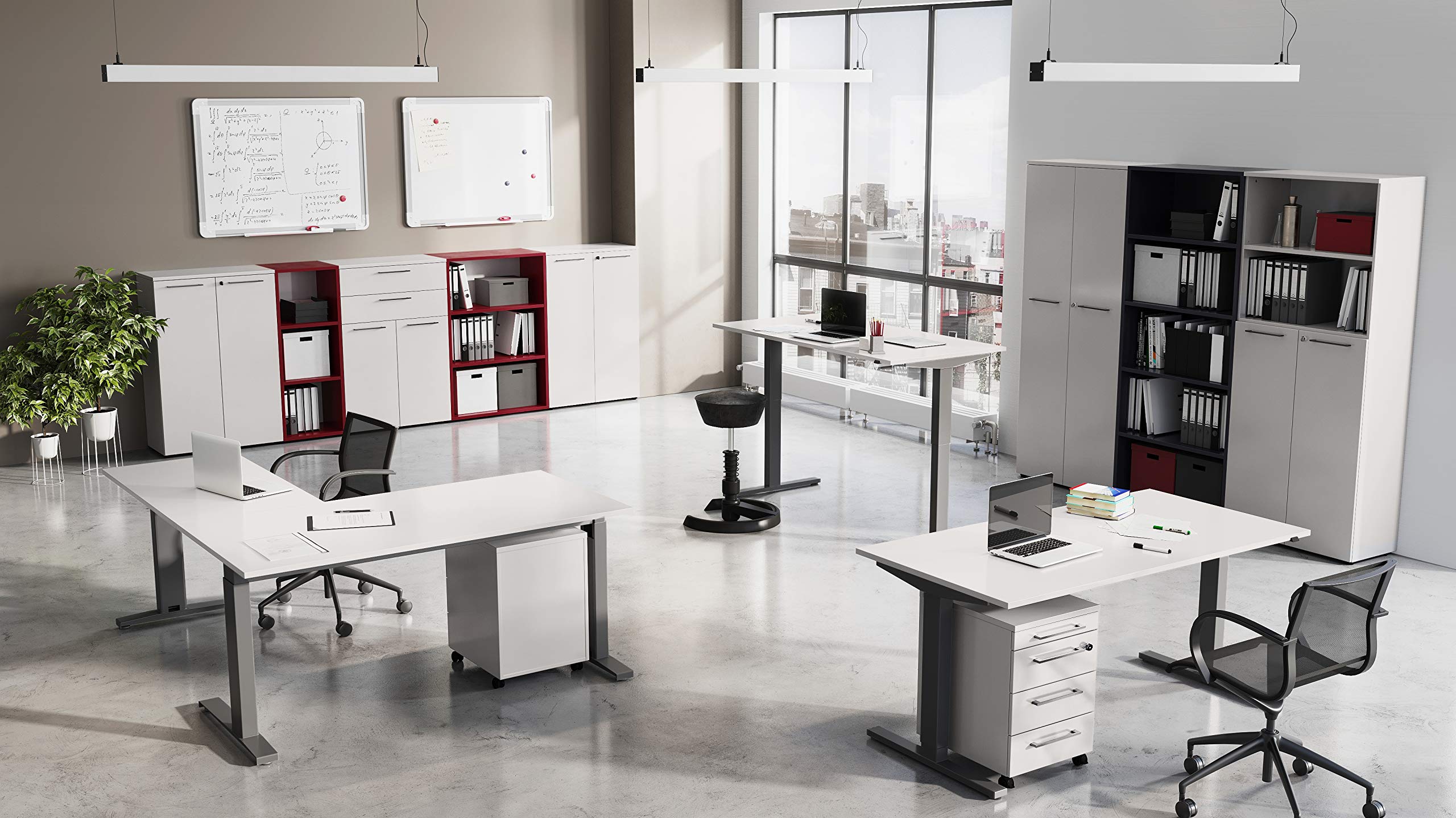 Aktenschrank Arlington, ideal für Home Office, in Lichtgrau, mit Schubladen, 80 x 120 x 40 cm (BxHxT)