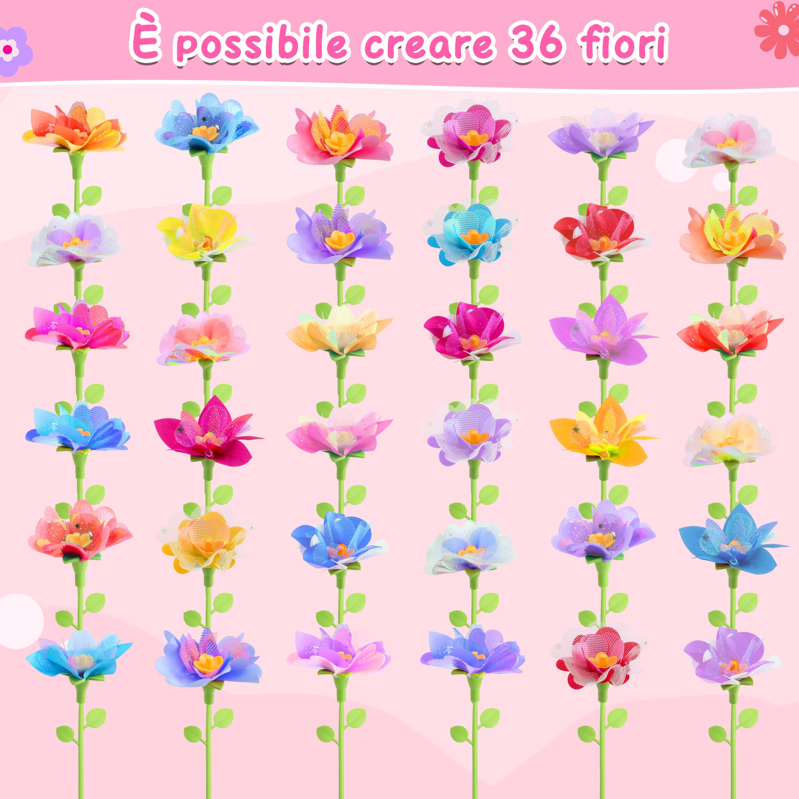 Charmofun Il Laboratorio dei Fiori, Kit Artigianale con Macchina per la Produzione di Fiori Bambini, Regalo Giocattoli Creativo per Bambina 4 5 6 7 8+ Anni (Refill)