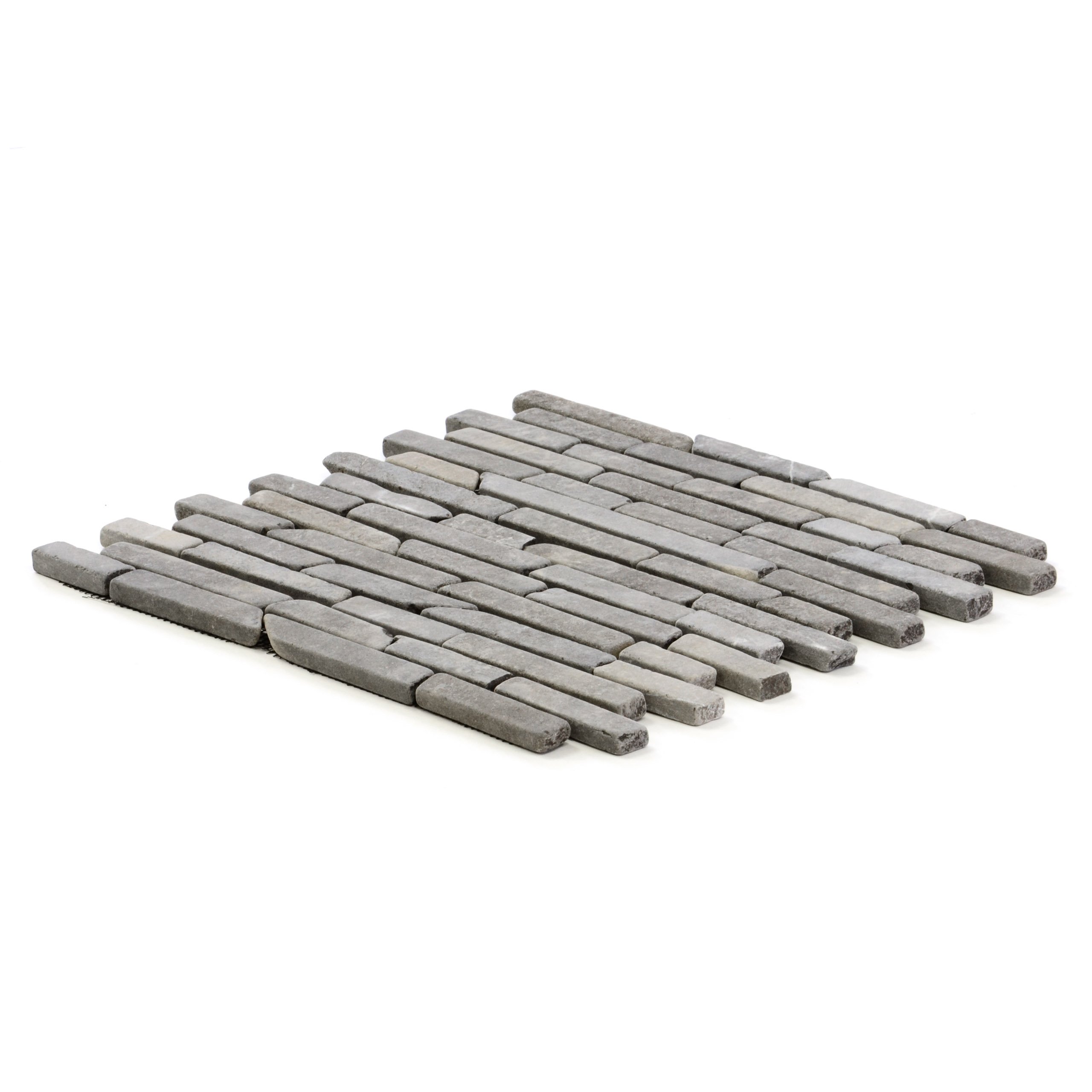 DIVERO 11 Fliesenmatten Naturstein Stäbchen Mosaik Fliesen aus Marmor für Wand und Boden grau á 29 x 32 cm