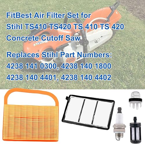 Miniatura 2 de FitBest Prelimpiador de filtro de aire compatible con sierra de corte de hormigón Stihl TS410 TS420  Pieza de repuesto resistente para un