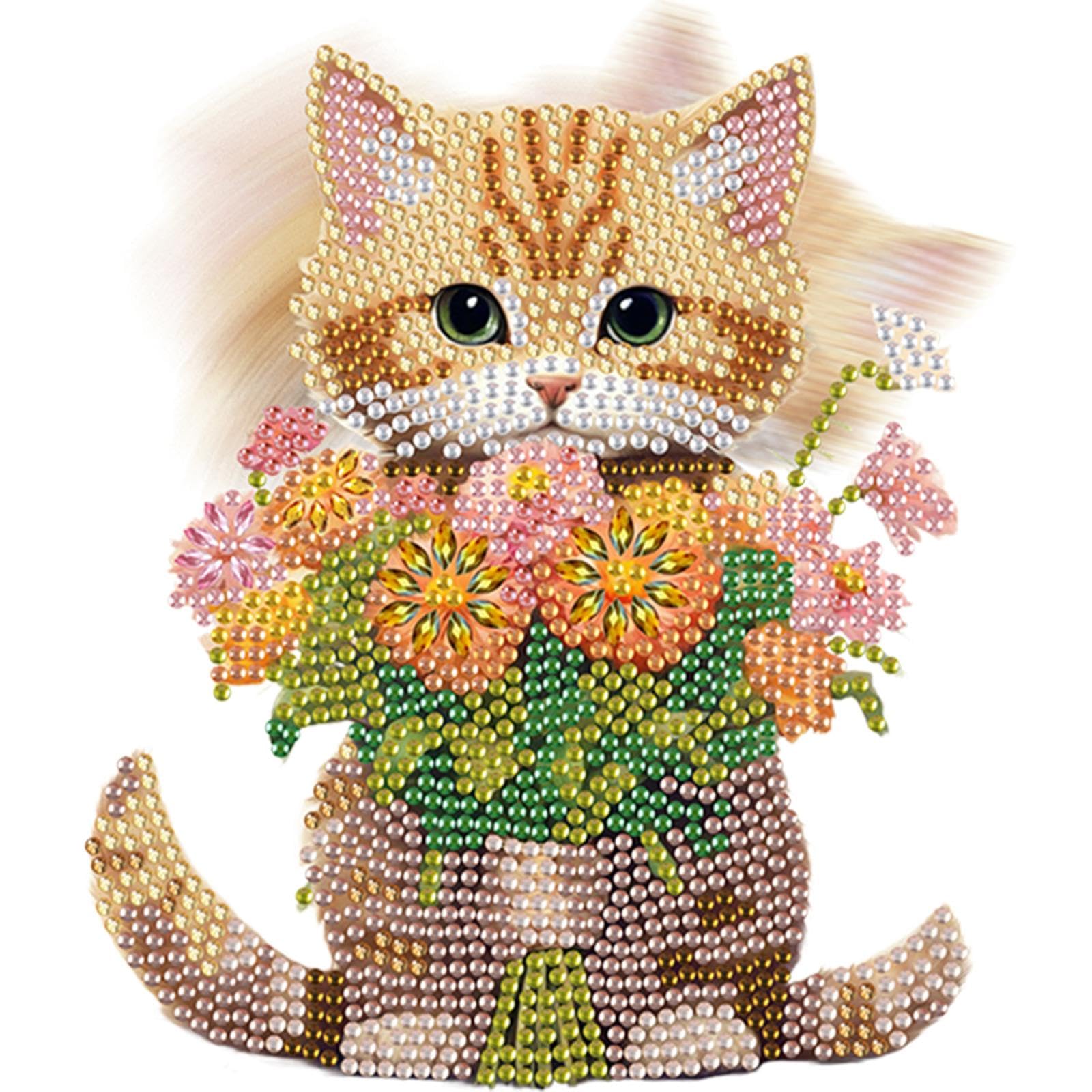 DIY 5D Diamond Art Painting Tabletop Ornament, Interactive Bobblehead Shaking Head Acrylic Decor with Special Shape Gems, Desk Craft Kit for Adults & Beginners(Xmas Shaking Head Cat)