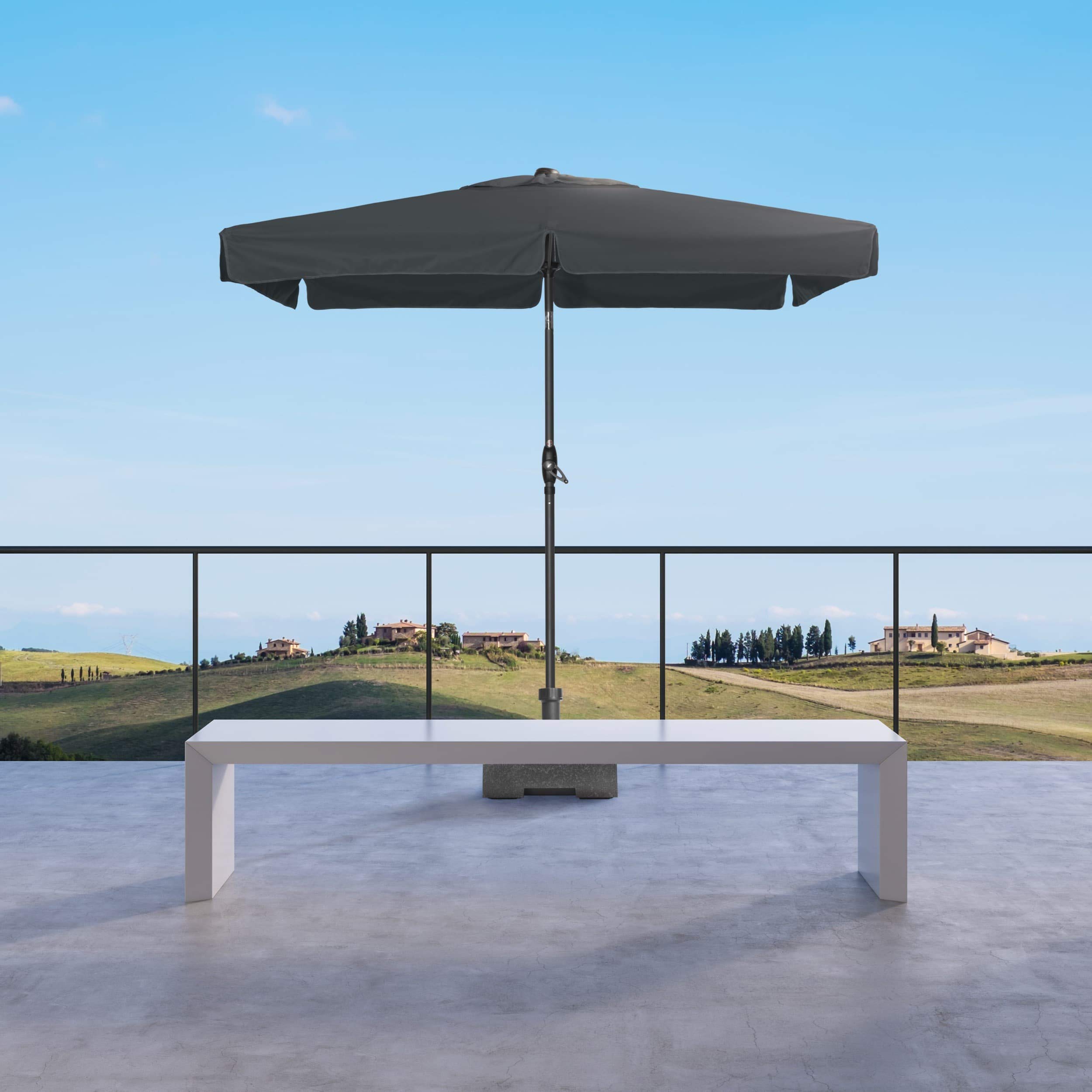 derby Basic Lift NEO 210x140 – Kurbel Sonnenschirm ideal für den Balkon – Höhenverstellbar – ca. 210x140 cm – Anthrazit