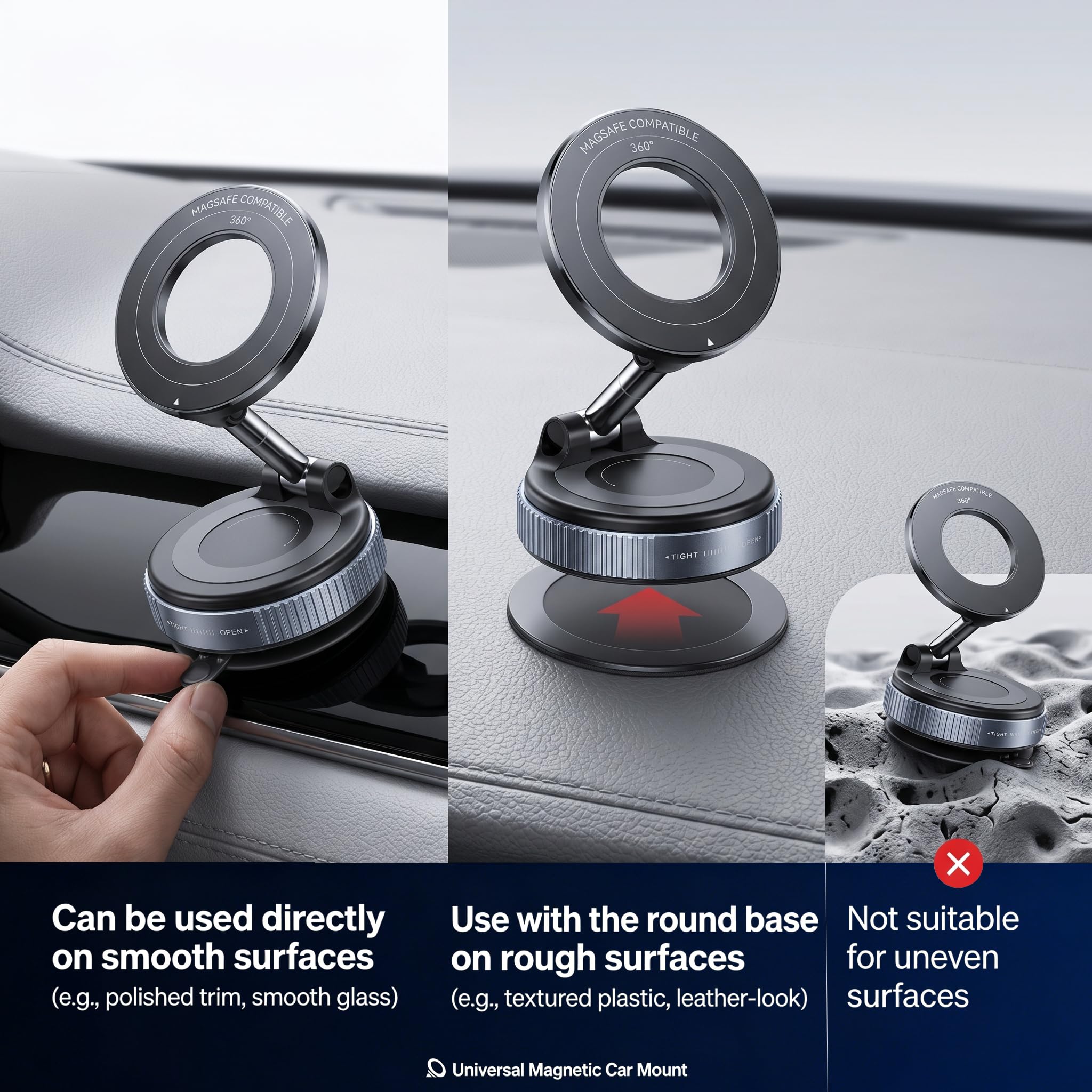 Supporto magnetico per telefono da auto per Magsafe 39,9 kg, ultra ventosa, per cruscotto auto, regolabile a 360°, per la tua auto, compatibile con iPhone 17-12 Pro Max