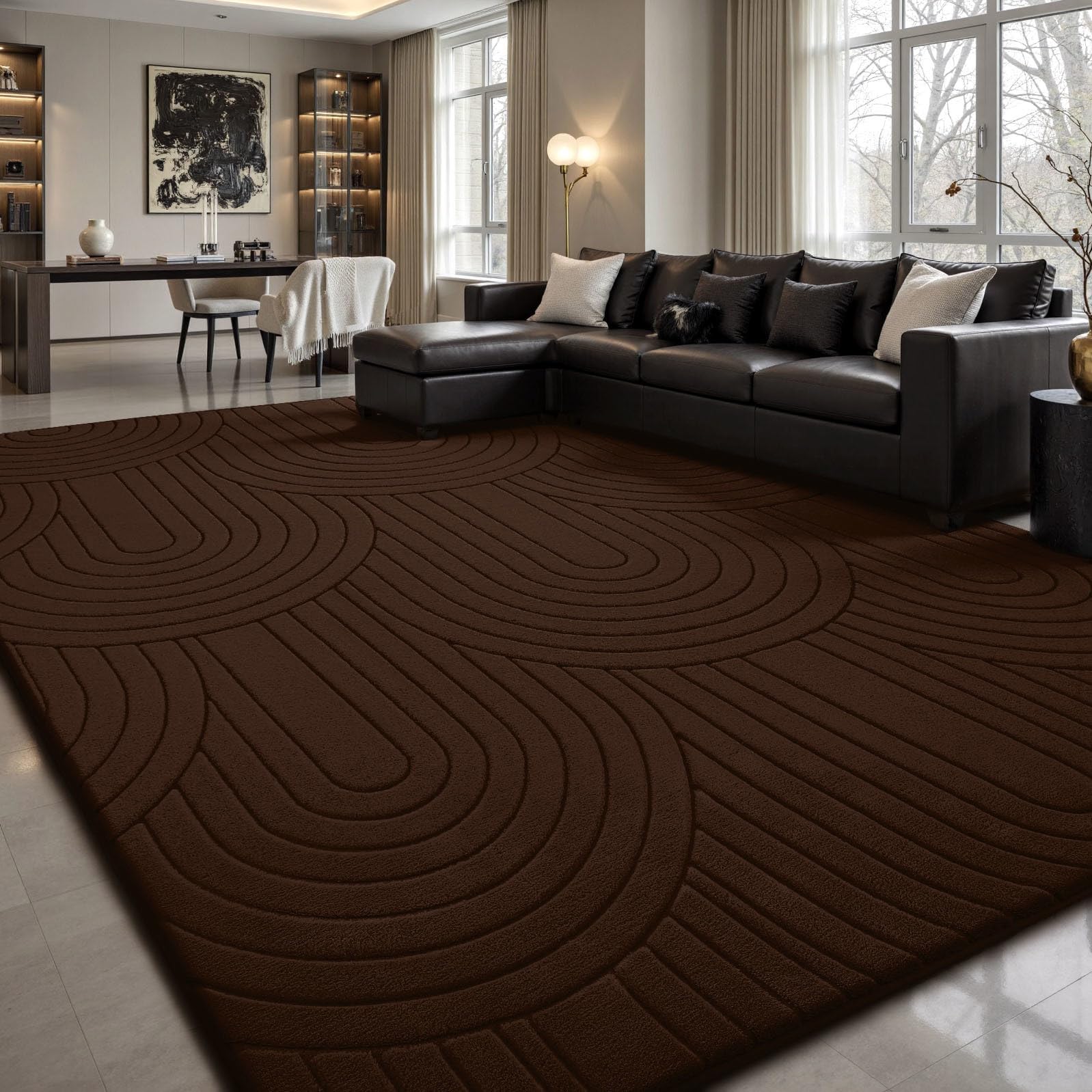 Sour Lemon Teppich Wohnzimmer 200x300cm, 3D Halbkreismuster Teppichd Kaffee Waschbarer Teppich Flauschige Carpets Schlafzimmer Carpet Gegend Kurzflor Flauschig Rutschmatte Kinderzimmer Teppiche