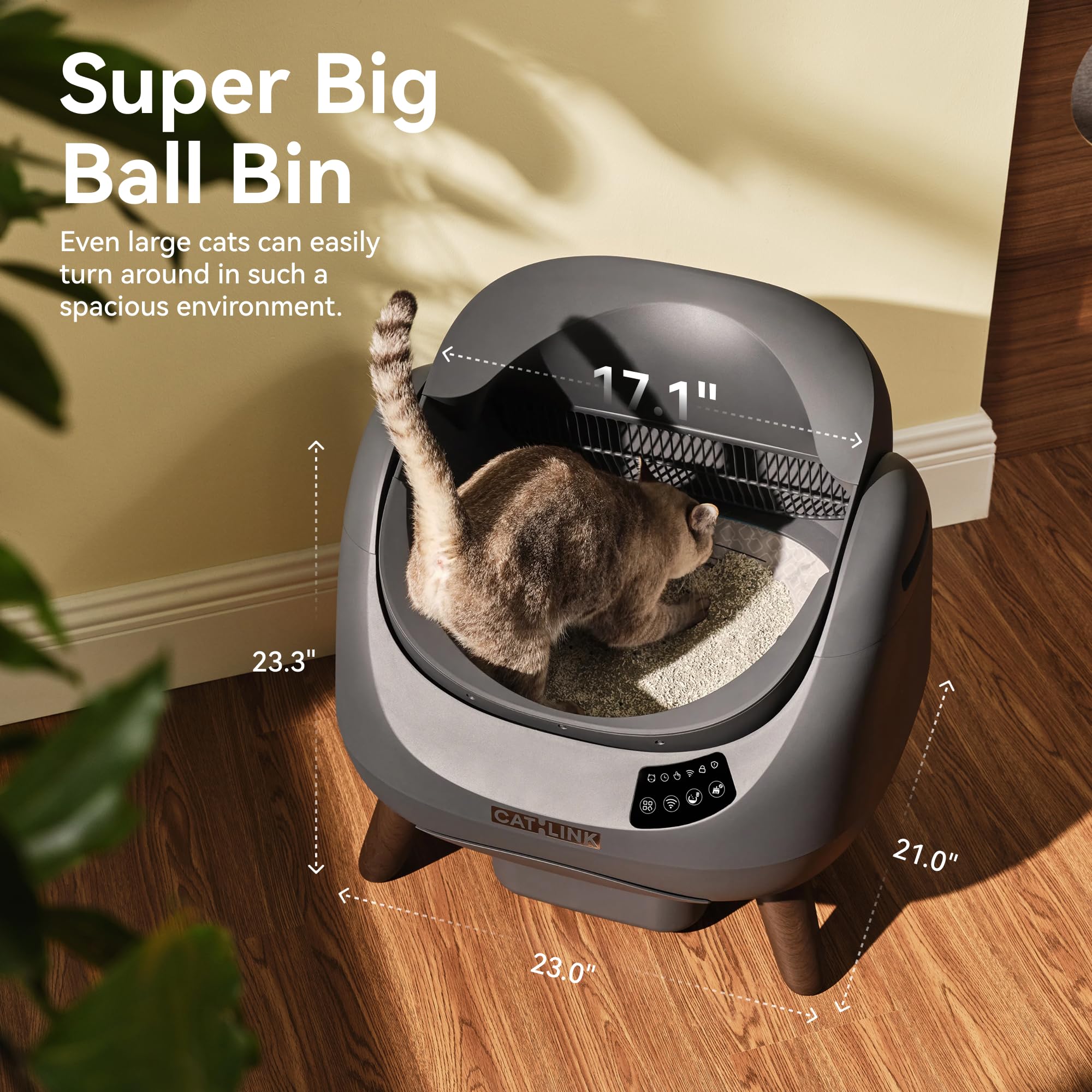 CATLINK Open-X Automatic Litter Box 5G & 2.4G WiFi, Self Cleaning Cat Litter Box for Single-Cat Household, Health Monitor, AI Waste Analysis, Safety Sensors, APP, Odor Free - Grey, X-Large (1 Cat) - image 7
