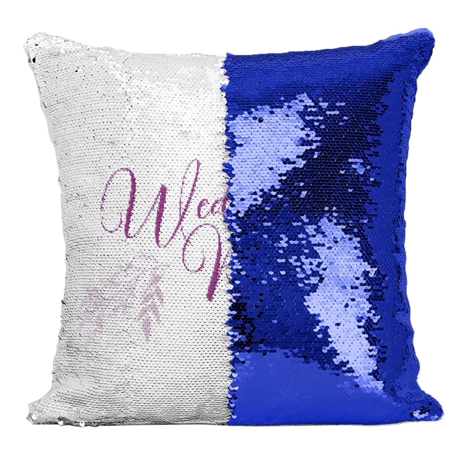 Coussin Sequin de Mariage Bleu et blanc pour sublimer le coin livre d'or de vos noces