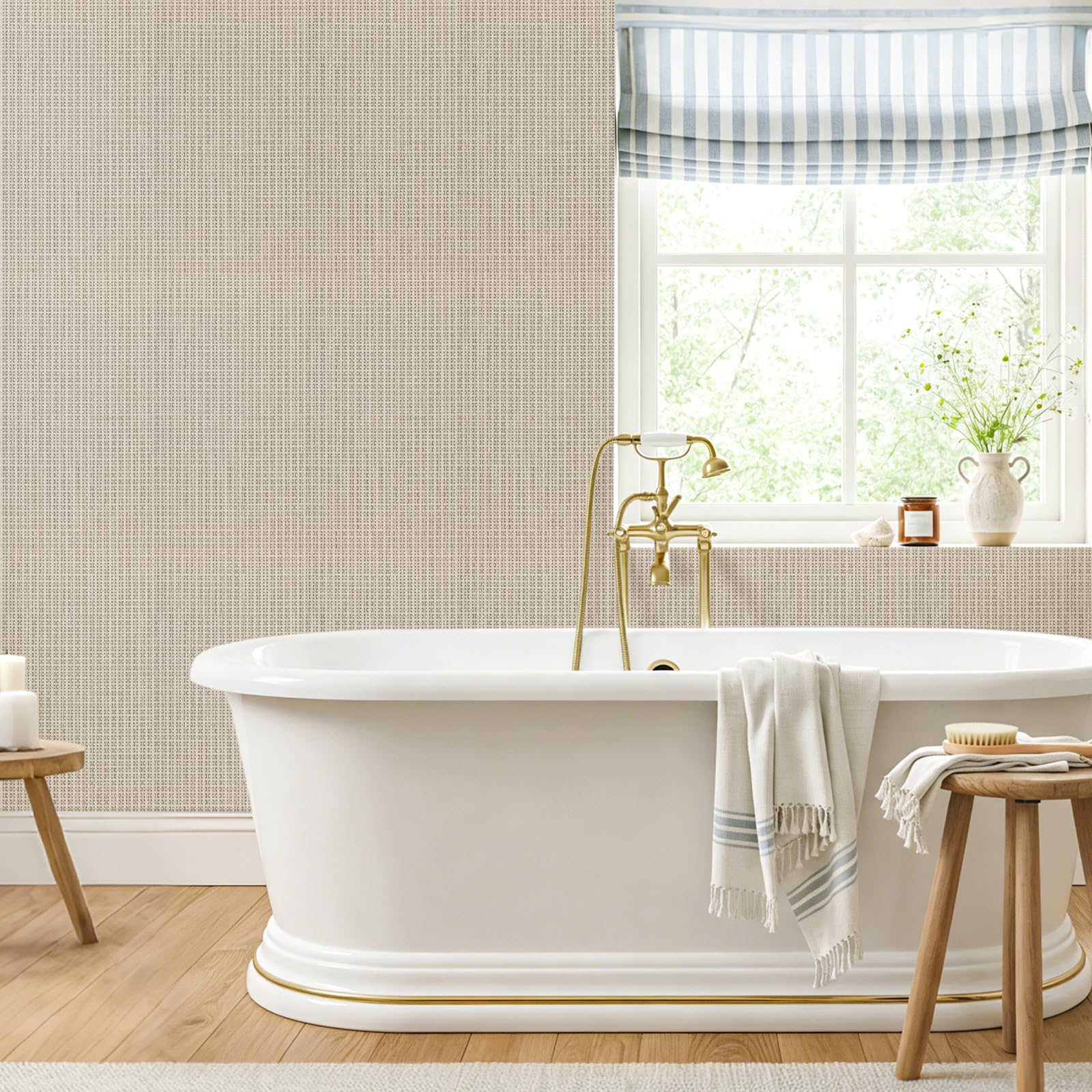 VEELIKE Papel Pintado Ratán Beige Textura 40 cm × 300 cm — view 4