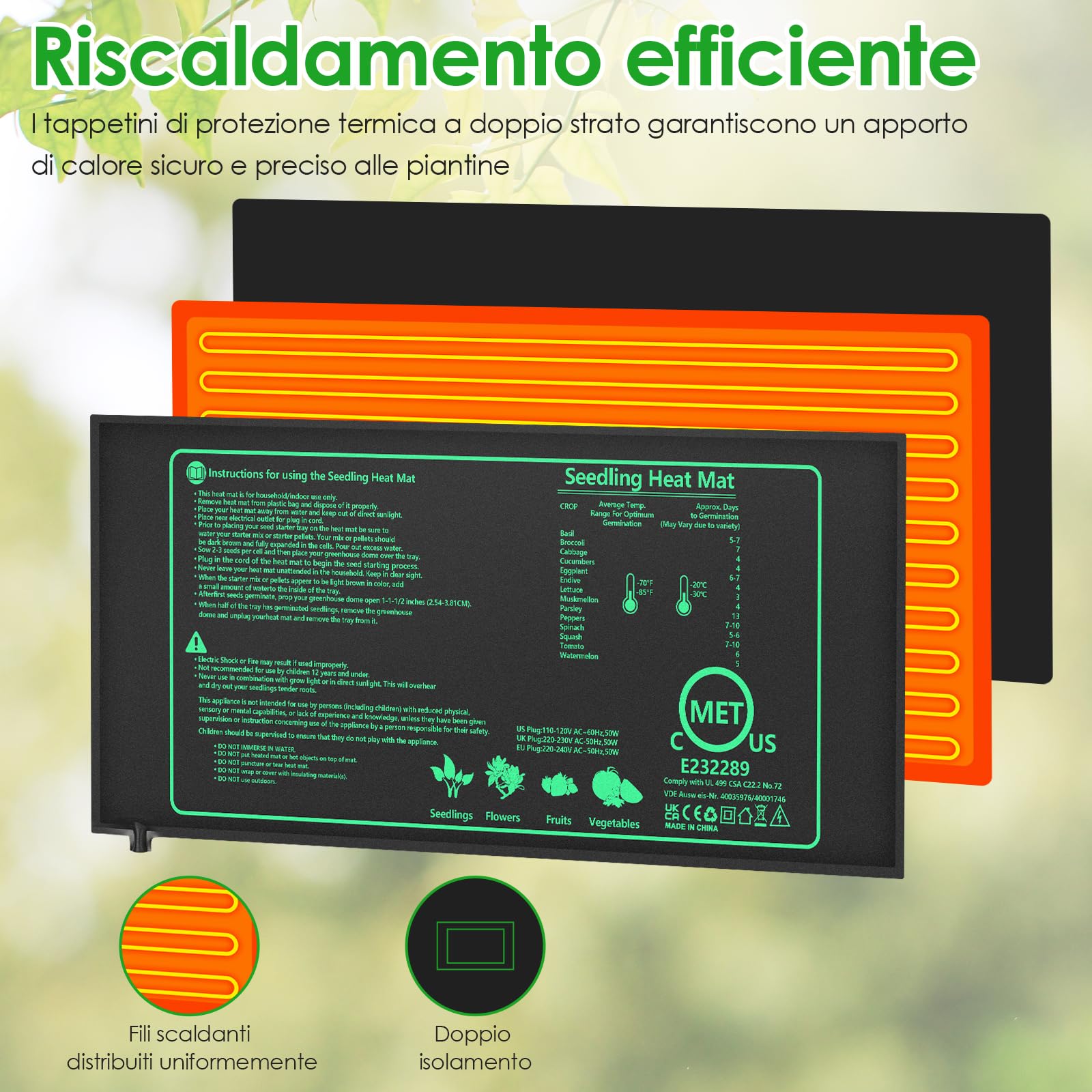 Tappeto Riscaldante, 50W Tappetino Riscaldante con Termostato, Tappeto Riscaldante Impermeabile e Durevole Temperatura Regolabile, for Germinazione del Seme Temperatura Costante del Rettile