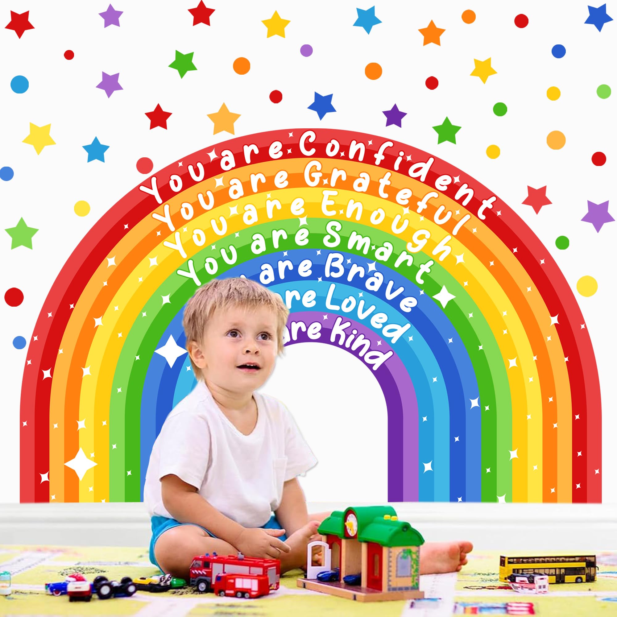 Large Rainbow Wall Sticker Colorful Inspirational Wall Decals for Classroom Peel and Stick Kids Nursery Walls Stickers You are Motivational Art Murals