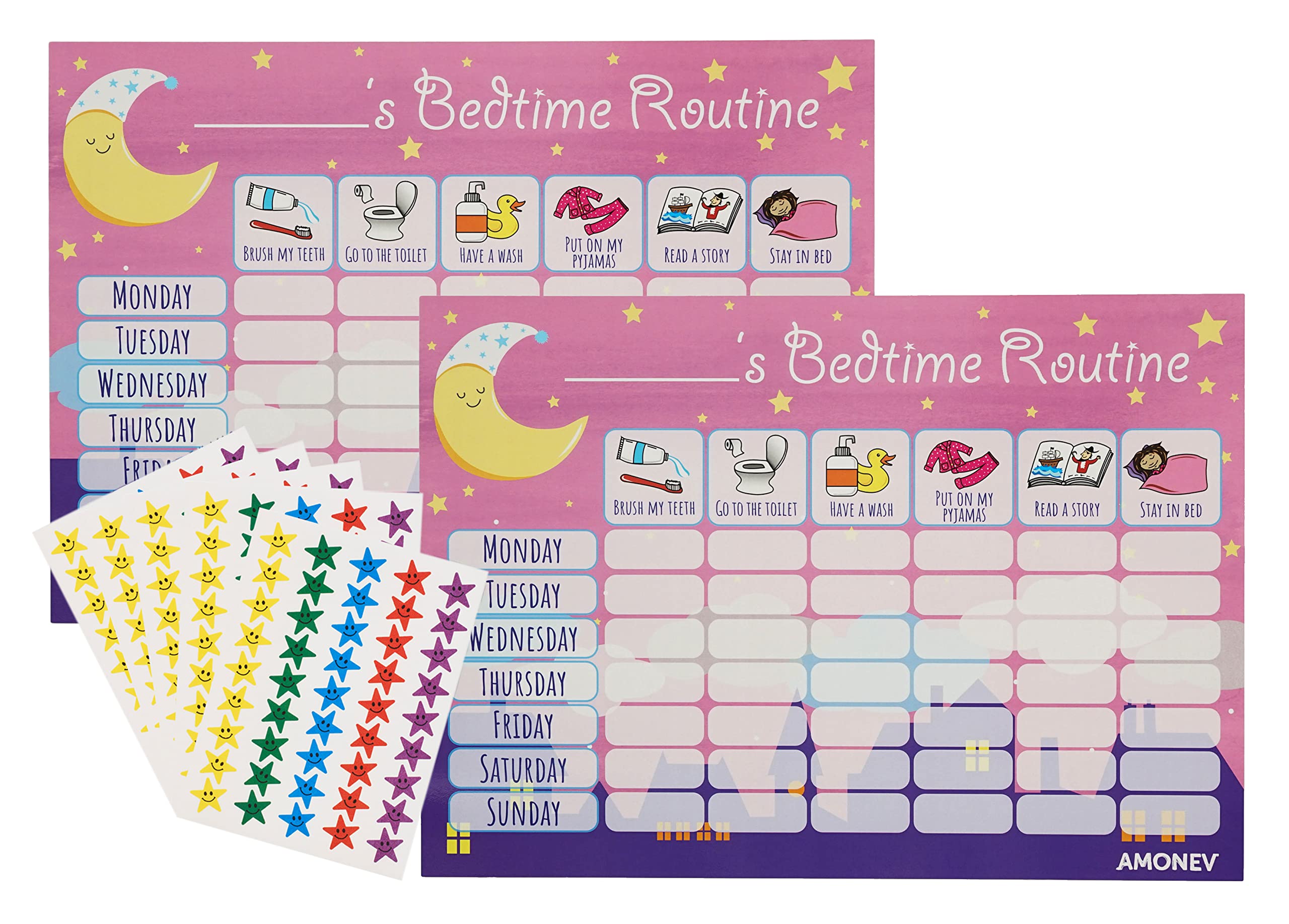 Buy Amababy Amonev Bedtime chart 2x Pink Pack Amonev Bedtime Routine