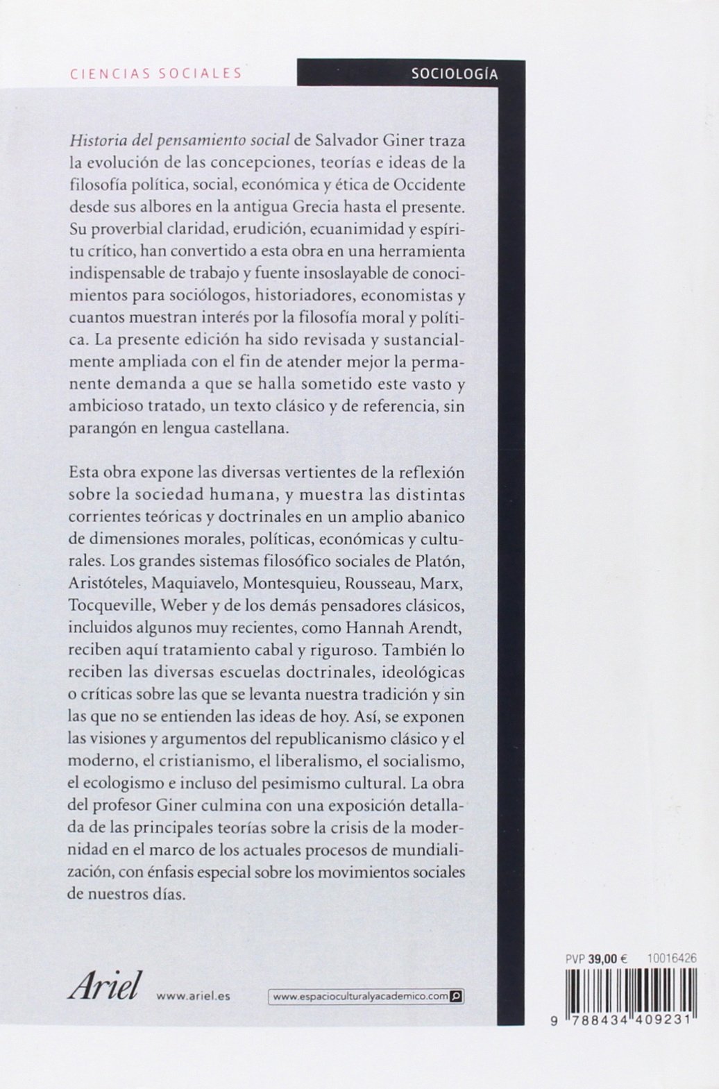 Historia del pensamiento social (Ariel Ciencias Sociales)