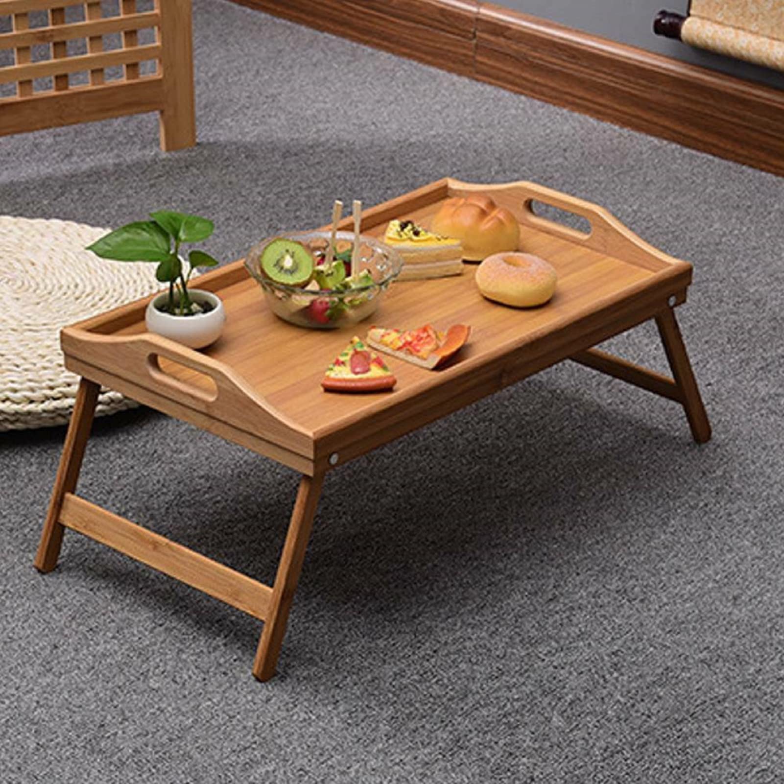 Trintion FrüHstüCkstablett FrüHstüCkstisch Mit Tischbeine Klappbar Tablett Bett Auch Als Lapdesk Notebook Betttablett 50 X 30 X 24 cm