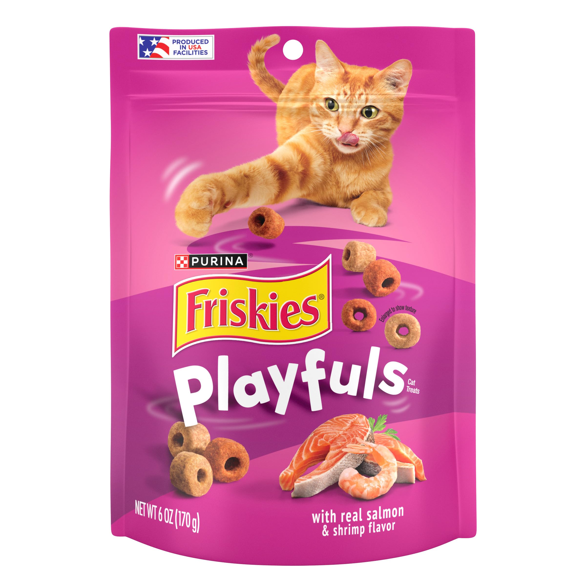 Purina Friskies Playfuls With Salmon and Shrimp Flavor Cat Treats - (Pack of 6) 6 oz. Pouches