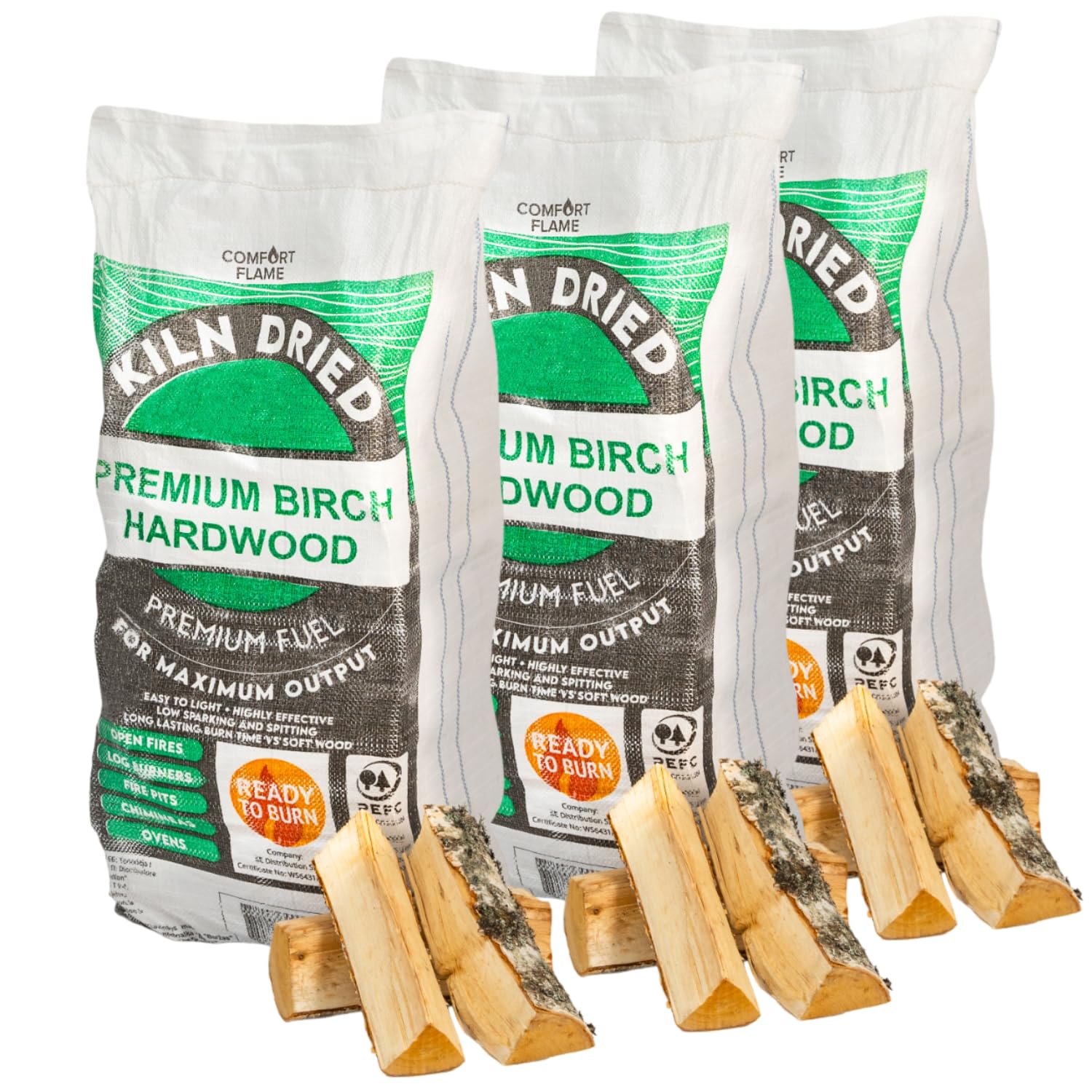 Amos Kiln Dried Hardwood Birch Chunky Firewood Logs 180L For Fireplaces, Stoves, Fire Pits, Pizza Ovens, Chimineas, Bbq, Wood Burner Under 20% Moisture Ready To Burn Sustainably Sourced