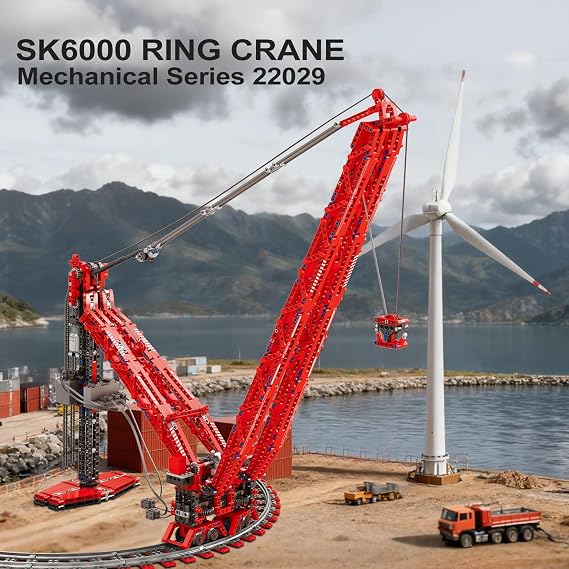 Reobrix RC Crane SK6000 Building Block Sets Adults, Remote Control Ring Rail Cranes Construction Toys, Technical Mechanical Functional Heavy Duty Toy Decor Display Model Kits 14+ (1196PCS)