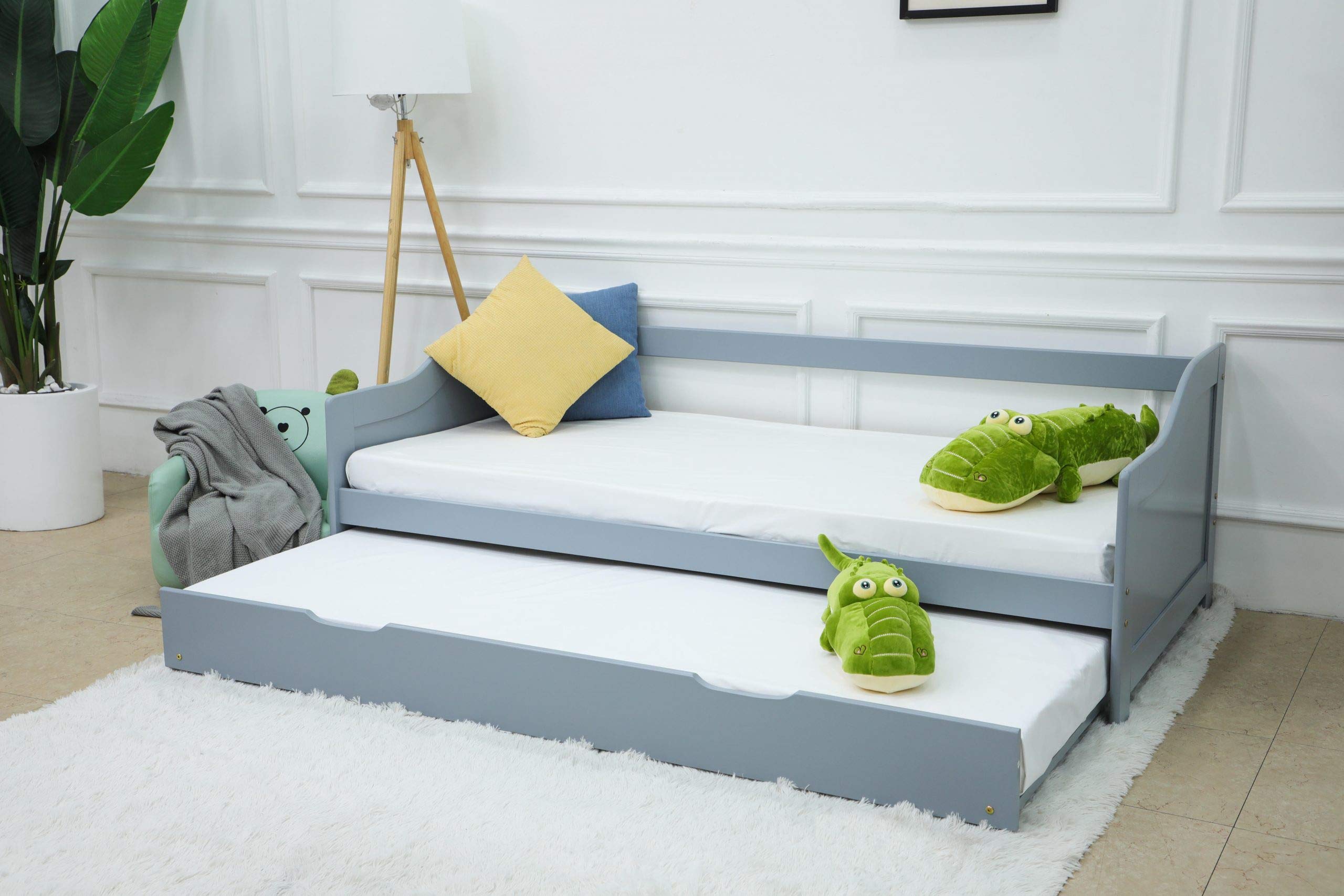 Buy Kamco Day Bed/Guest Bed Grey Oak Wood with 2x Single Beds Wooden