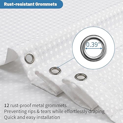 Miniatura 7 de Cortina de ducha o forro de tela impermeable 2 en 1, tejido de gofre, TPU transpirable y juego de cortina de ducha lavable, 72 pulgadas de ancho x