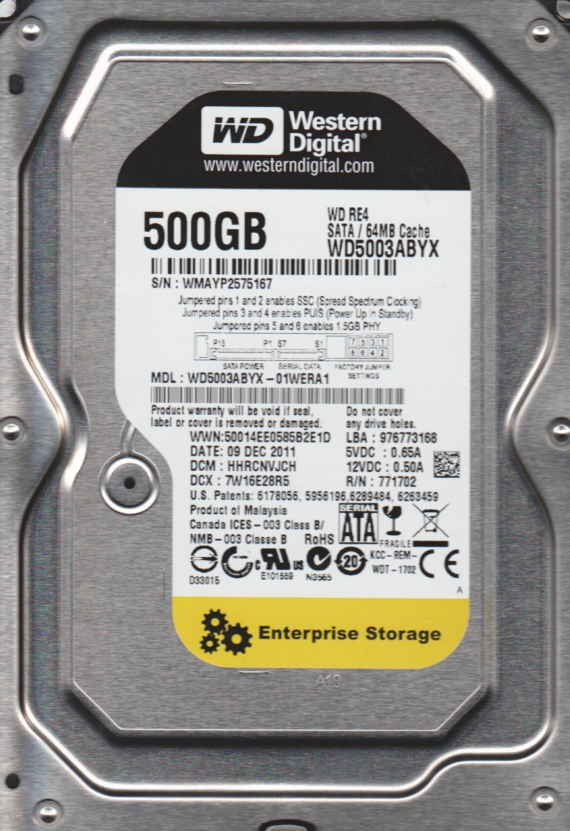 Amazon | WD5003ABYX-01WERA1 DCM HHRCNVJCH Western Digital 500GB