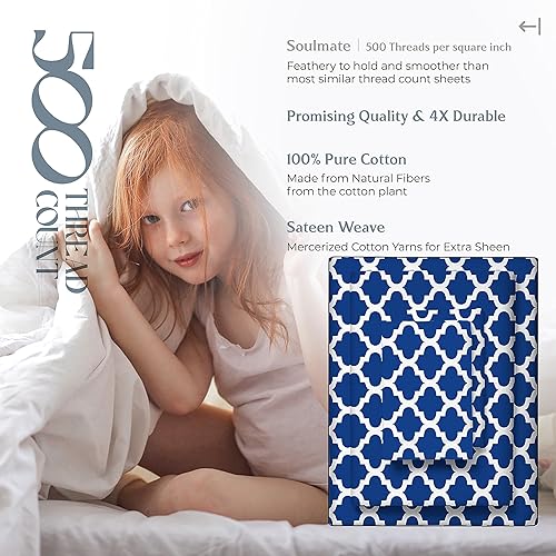 Miniatura 117 de Mayfair Linen Juego de sábanas de 100 % algodón a rayas, tamaño individual, sábanas de damasco de 500 hilos, tamaño individual, juego de 3 piezas