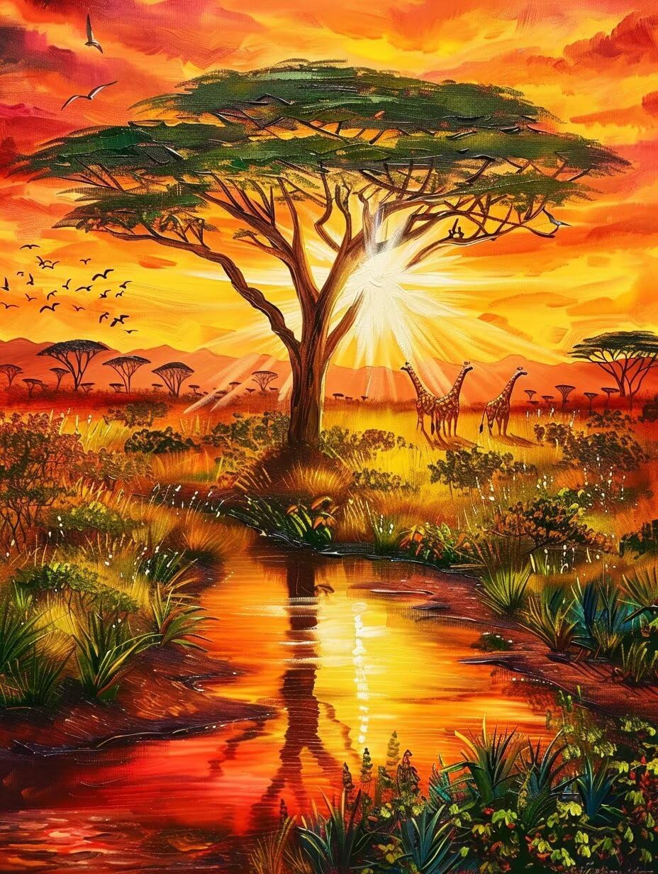 Sunset 5D Diamond Painting, áRbol Diamond Painting Adultos, 50x70cm 5-8156