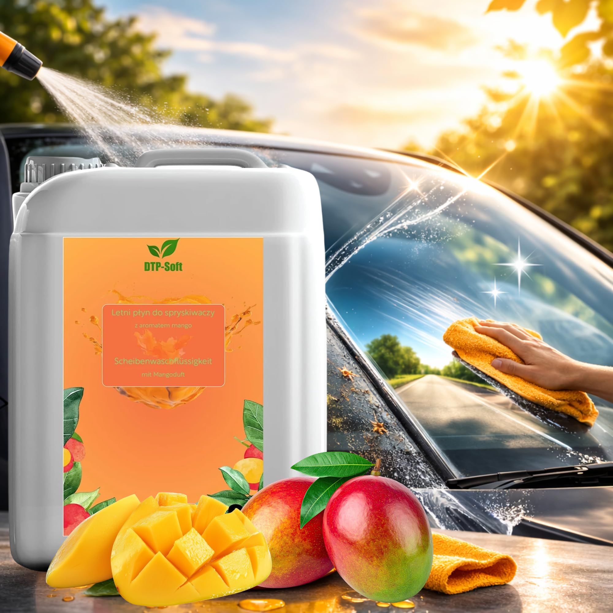 Scheibenreiniger 20L / 20 liter Sommer - Scheibenwischwasser fertig gemischt mit Mango Duft - streifenfrei gegen Insekten Schmutz Pollen